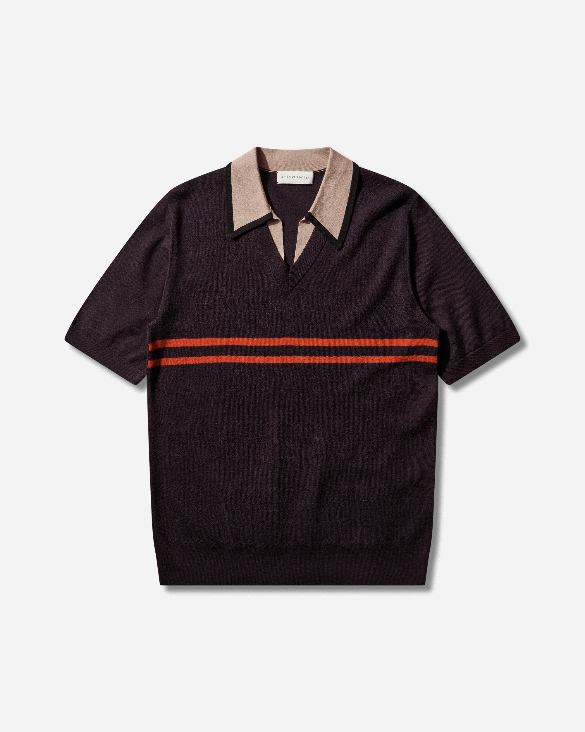 Dries Van Noten Men's Merino Wool Polo Shirt Dark Purple