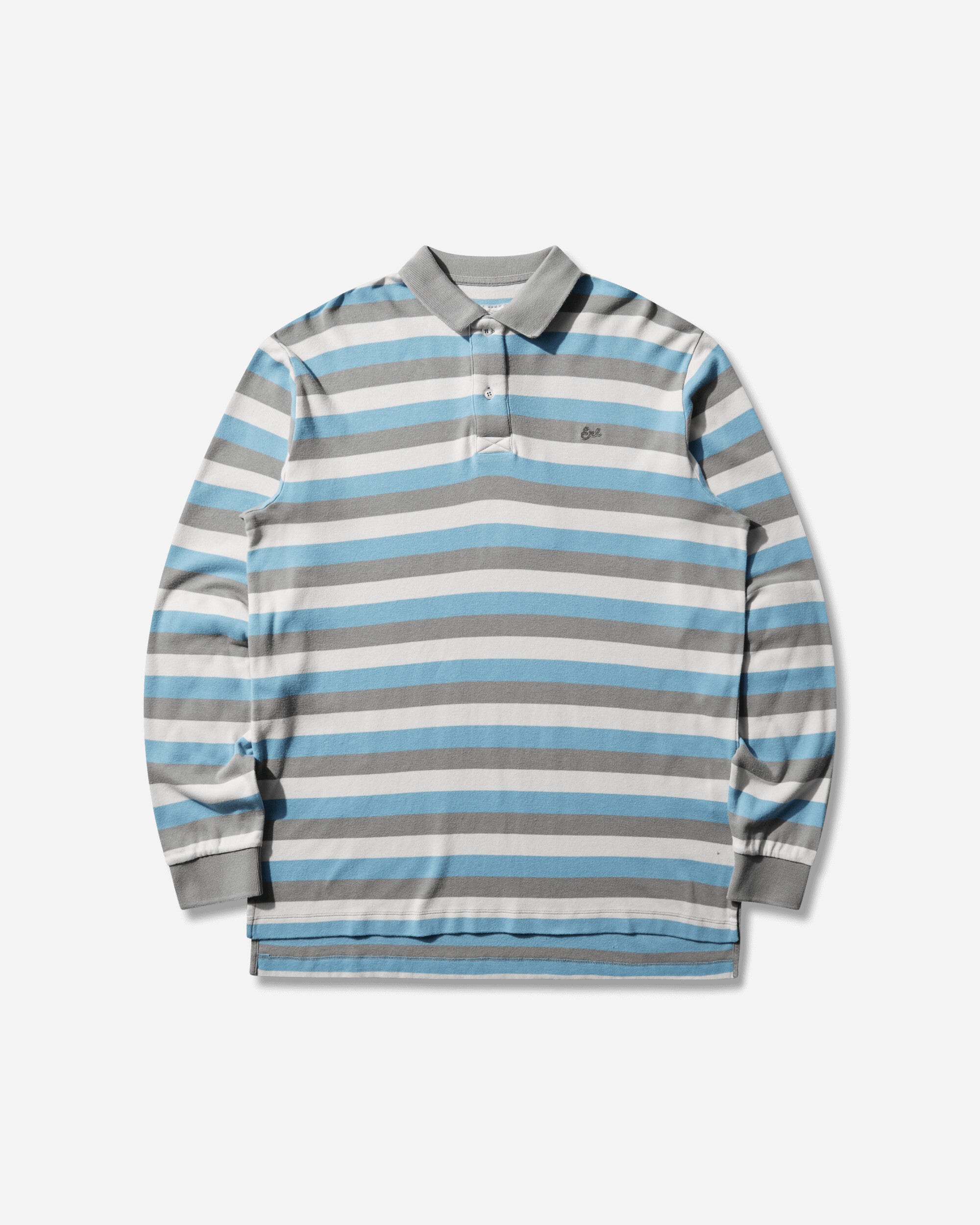 ERL Men's Striped Long Sleeve Polo Blue