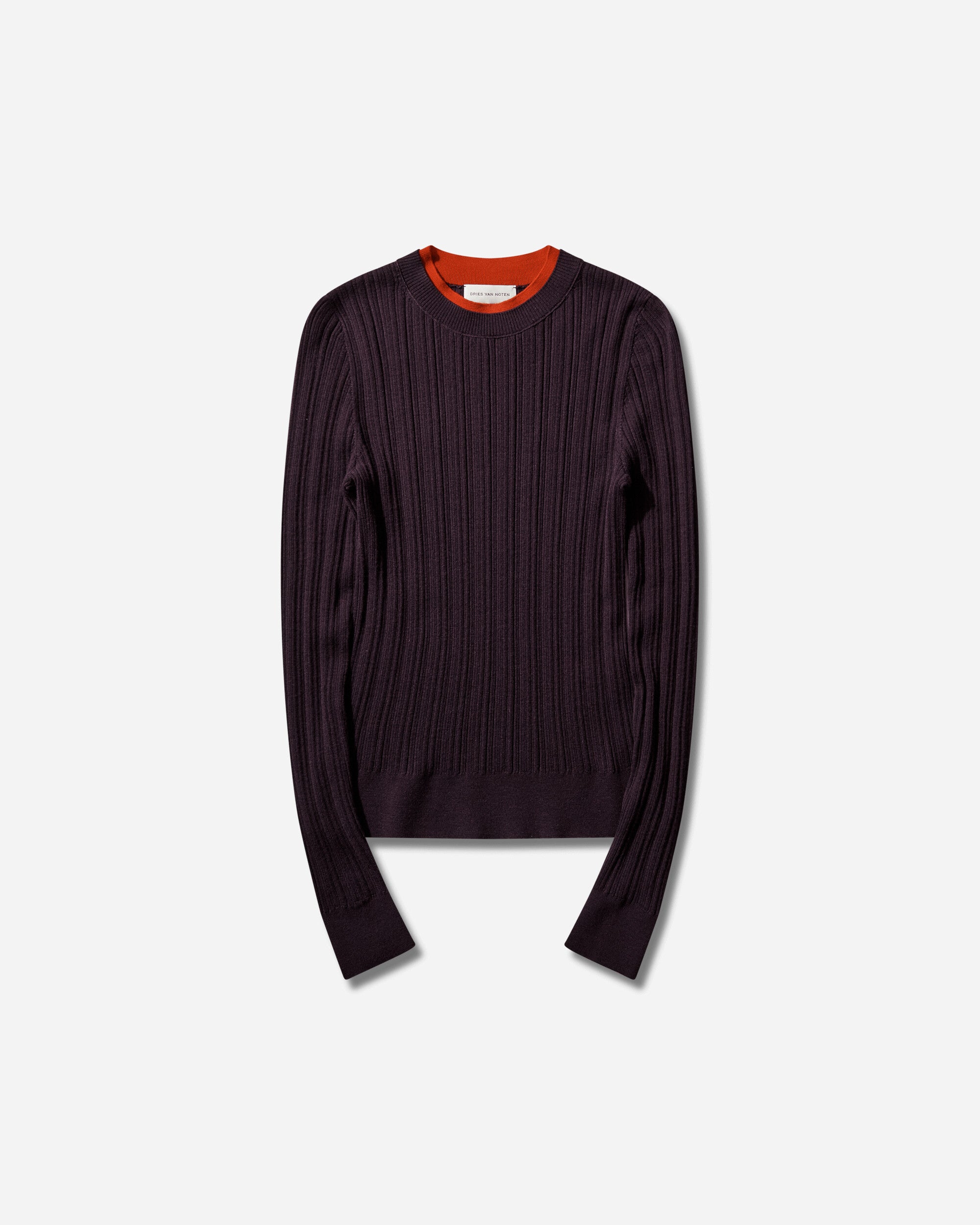 Dries Van Noten Men's Merino Wool Sweater Dark Purple