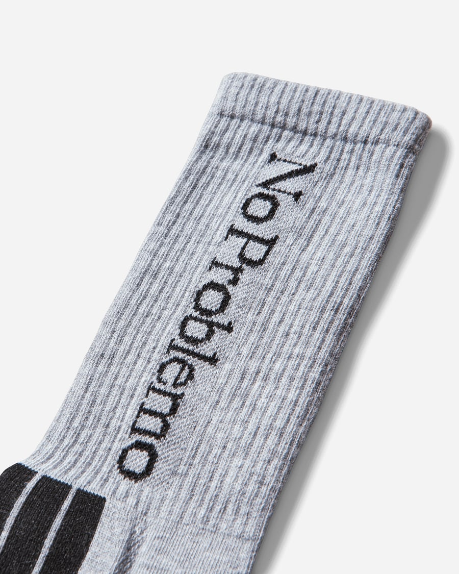 No Problemo Logo Socks Grey Marl, view 3