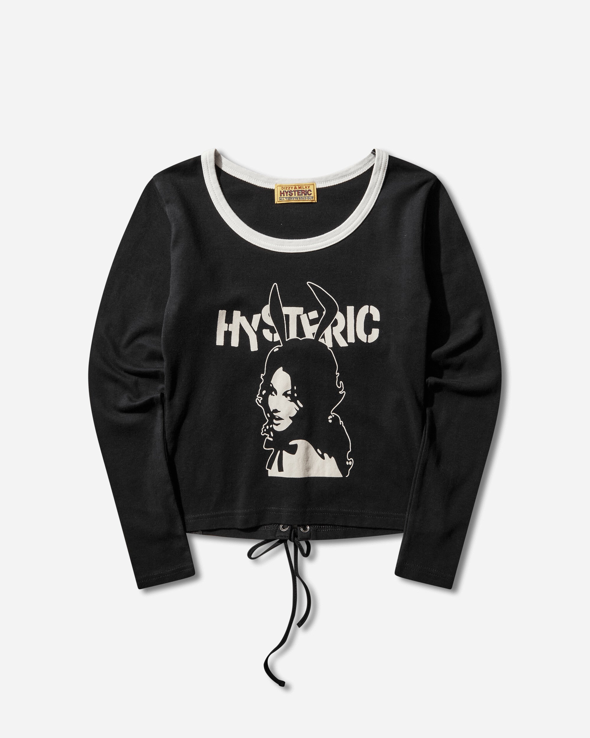Hysteric Glamour Women's Bunny Girl Lace-Up Baby T-Shirt Black
