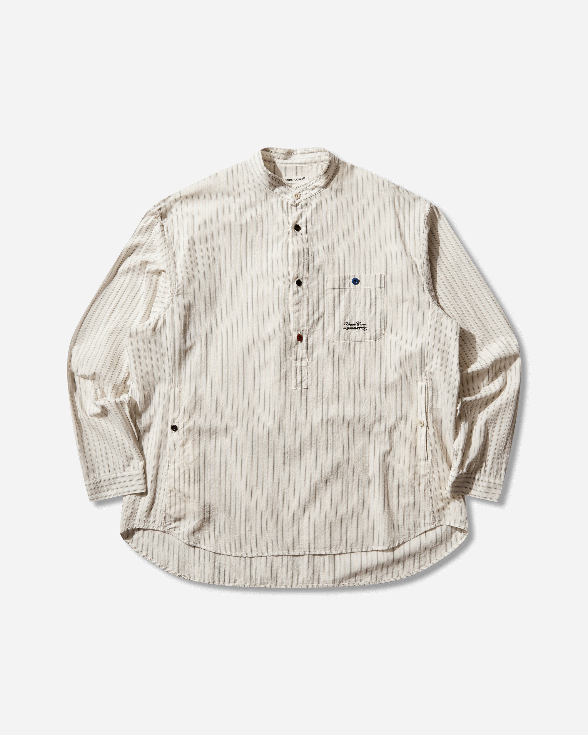 Undercover Men's Cotton Pullover Shirt Brown Stripe