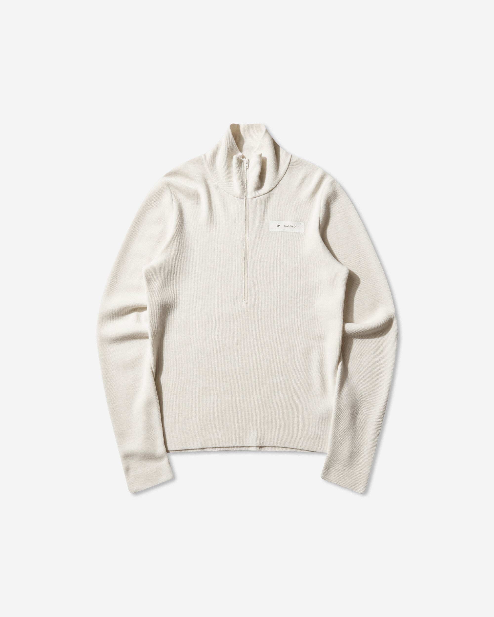MM6 Maison Margiela Men's Half-Zip Knit Top Off White