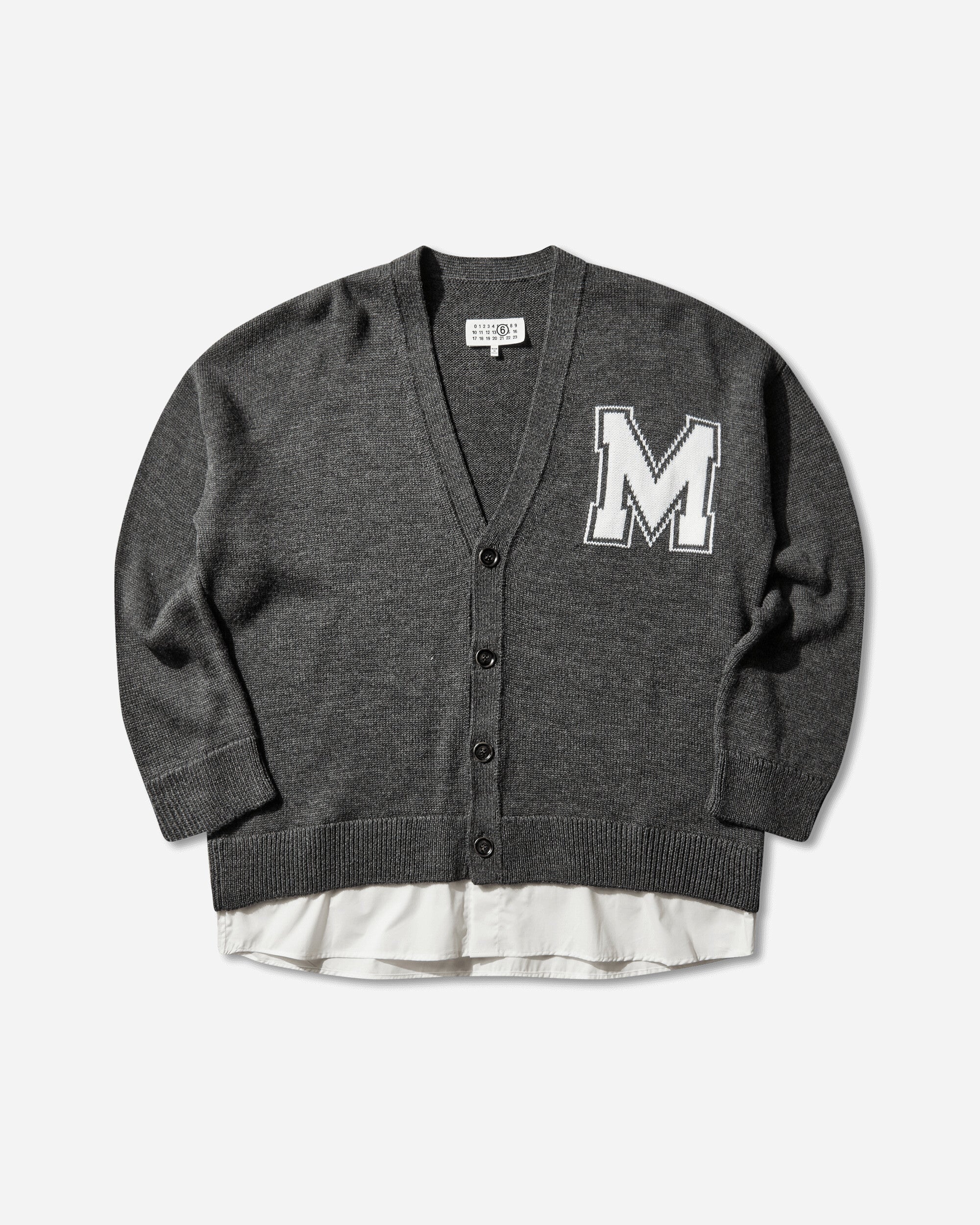 MM6 Maison Margiela Men's Two-in-One Knit Cardigan Dark Grey Melange
