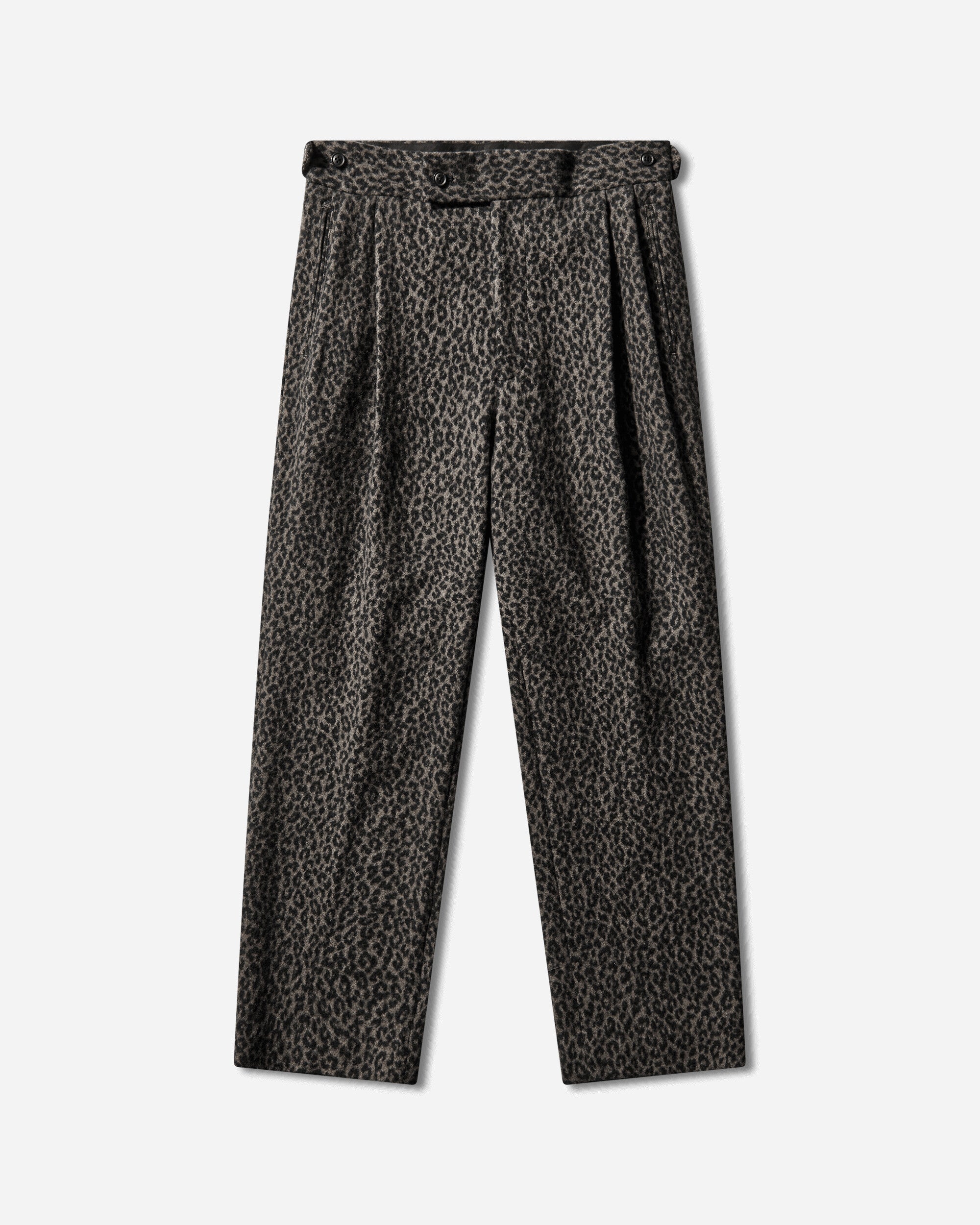 Needles Men's Leopard Jacquard Side Tab Tucked Trousers Charcoal
