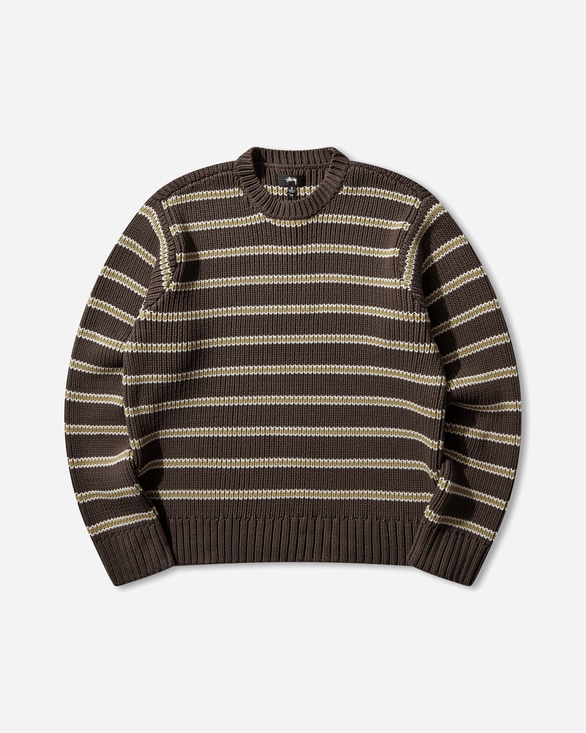 Stüssy Stripe Crewneck Sweater Forest