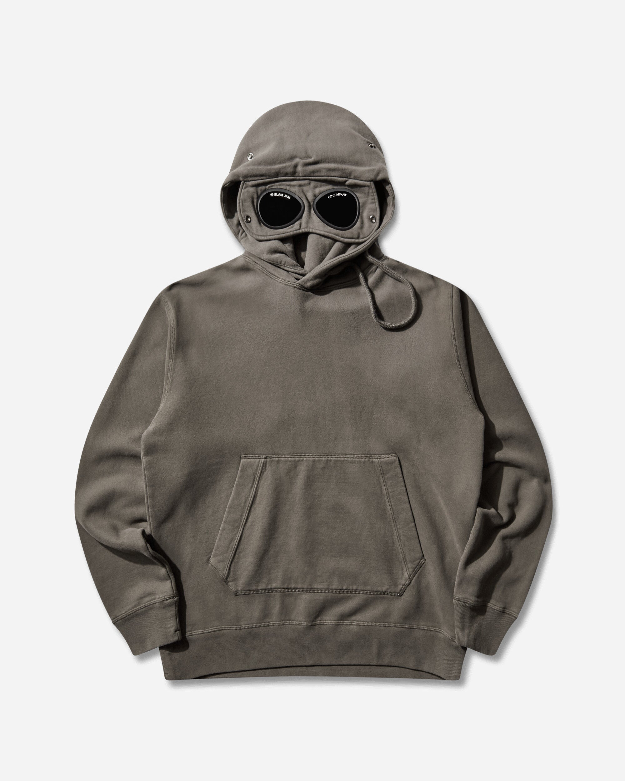 C.P. Company Slam Jam Diagonal Fleece Brushed Goggle Hoodie Black, view 2