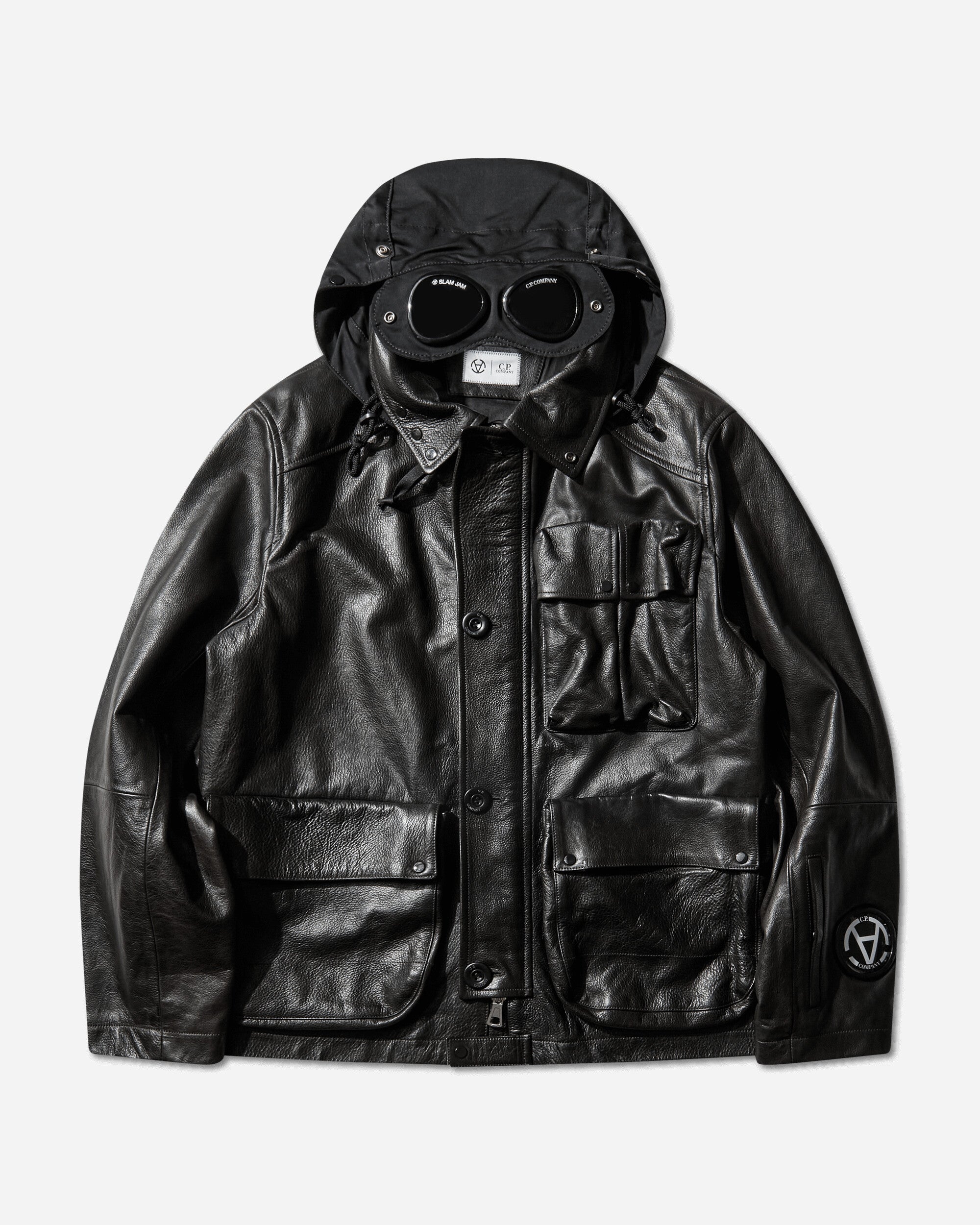 C.P. Company Slam Jam Leather Mille Jacket Black, view 2