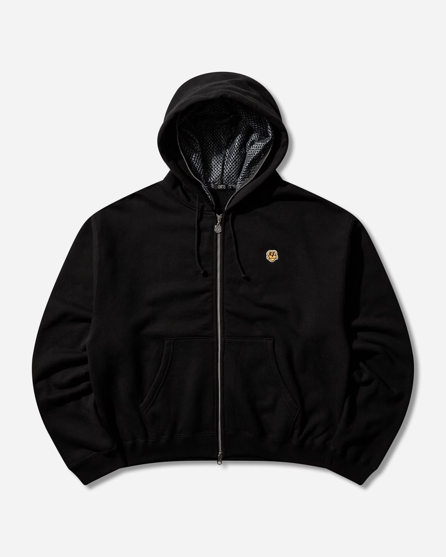 Chito Men's Dog Mesh Zip Hoodie Black