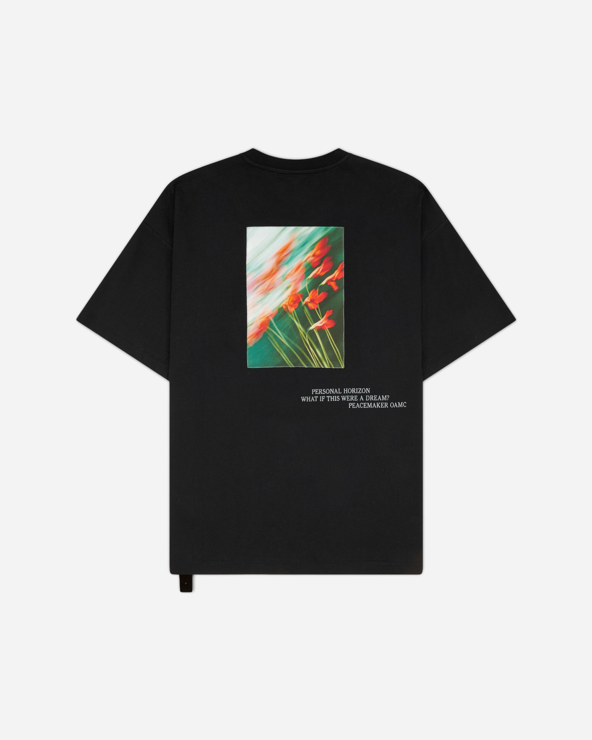 OAMC Peacemaker Men's Flowerred Print Loose Fit T-Shirt Black, view 2