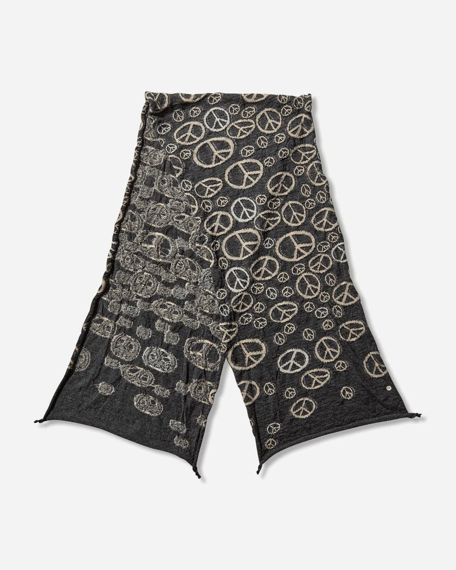 KAPITAL Fulling Wool Peace Mark Happy Scarf Black, view 2