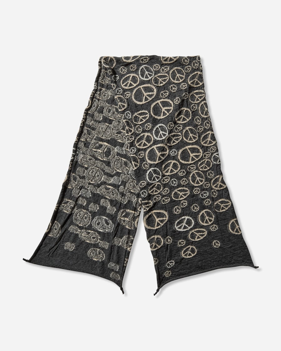 KAPITAL Fulling Wool Peace Mark Happy Scarf Black, view 3