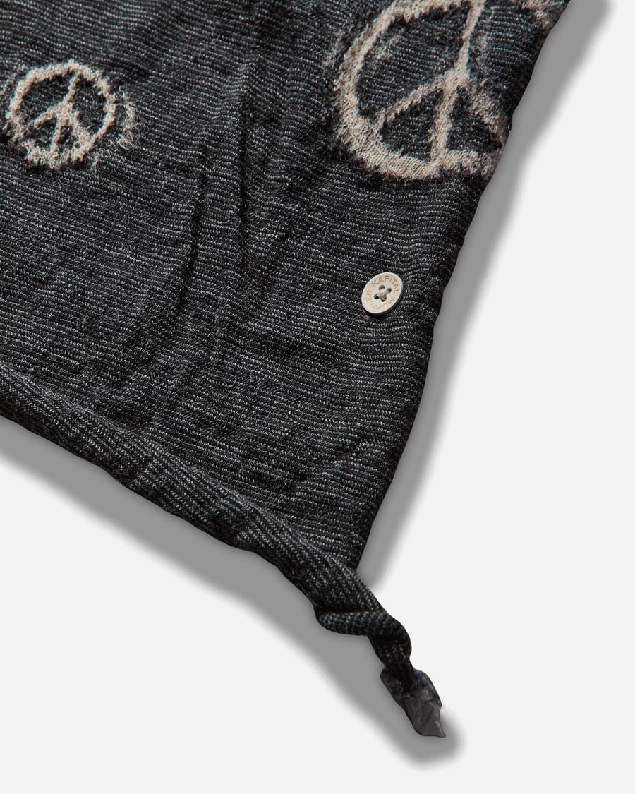 KAPITAL Fulling Wool Peace Mark Happy Scarf Black, view 4