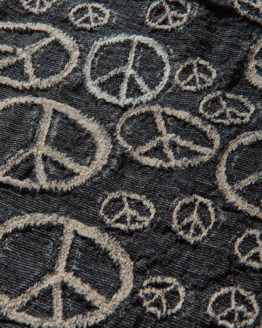 KAPITAL Fulling Wool Peace Mark Happy Scarf Black, view 5