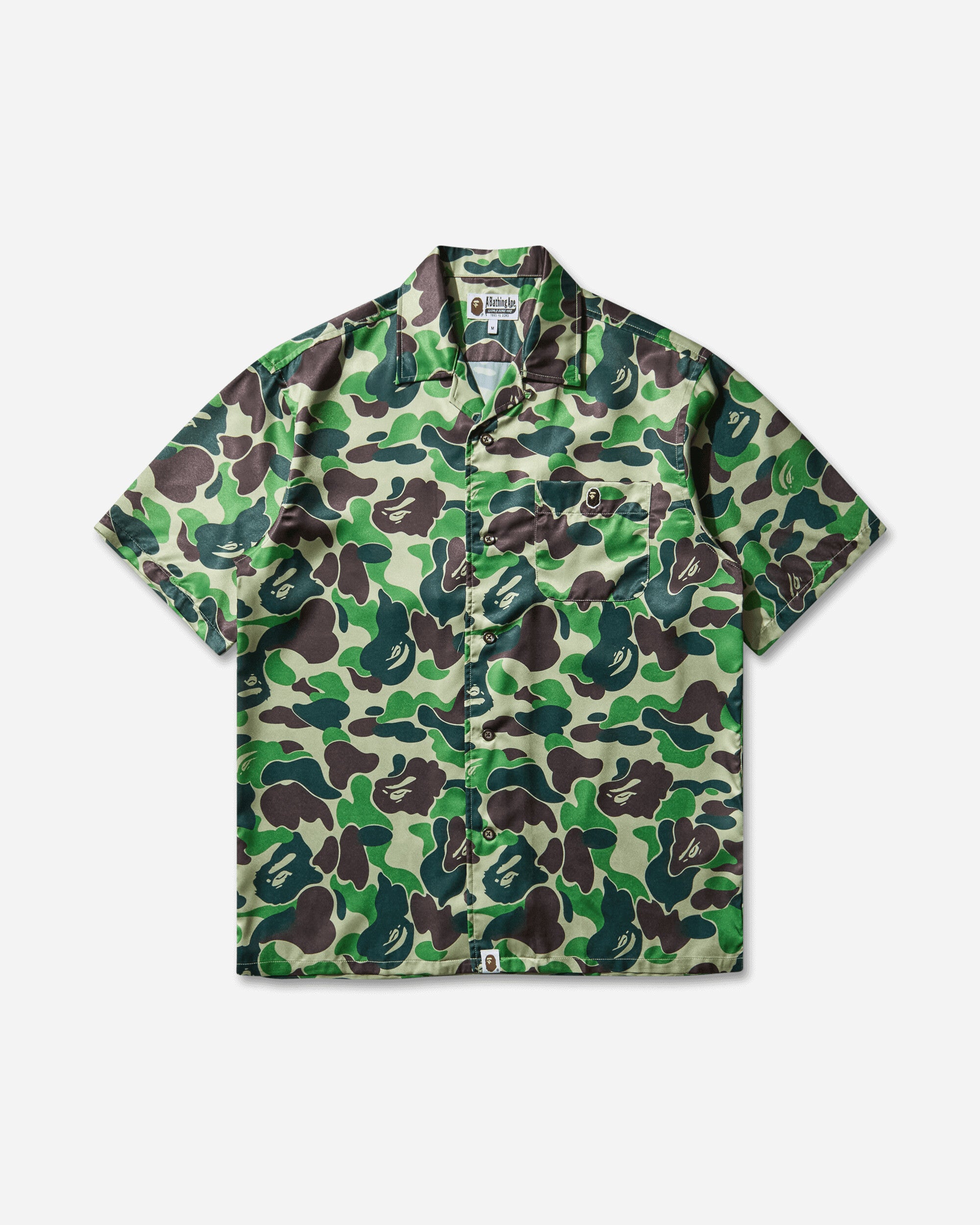 A Bathing Ape Men's ABC Camo Open Collar Shirt Green