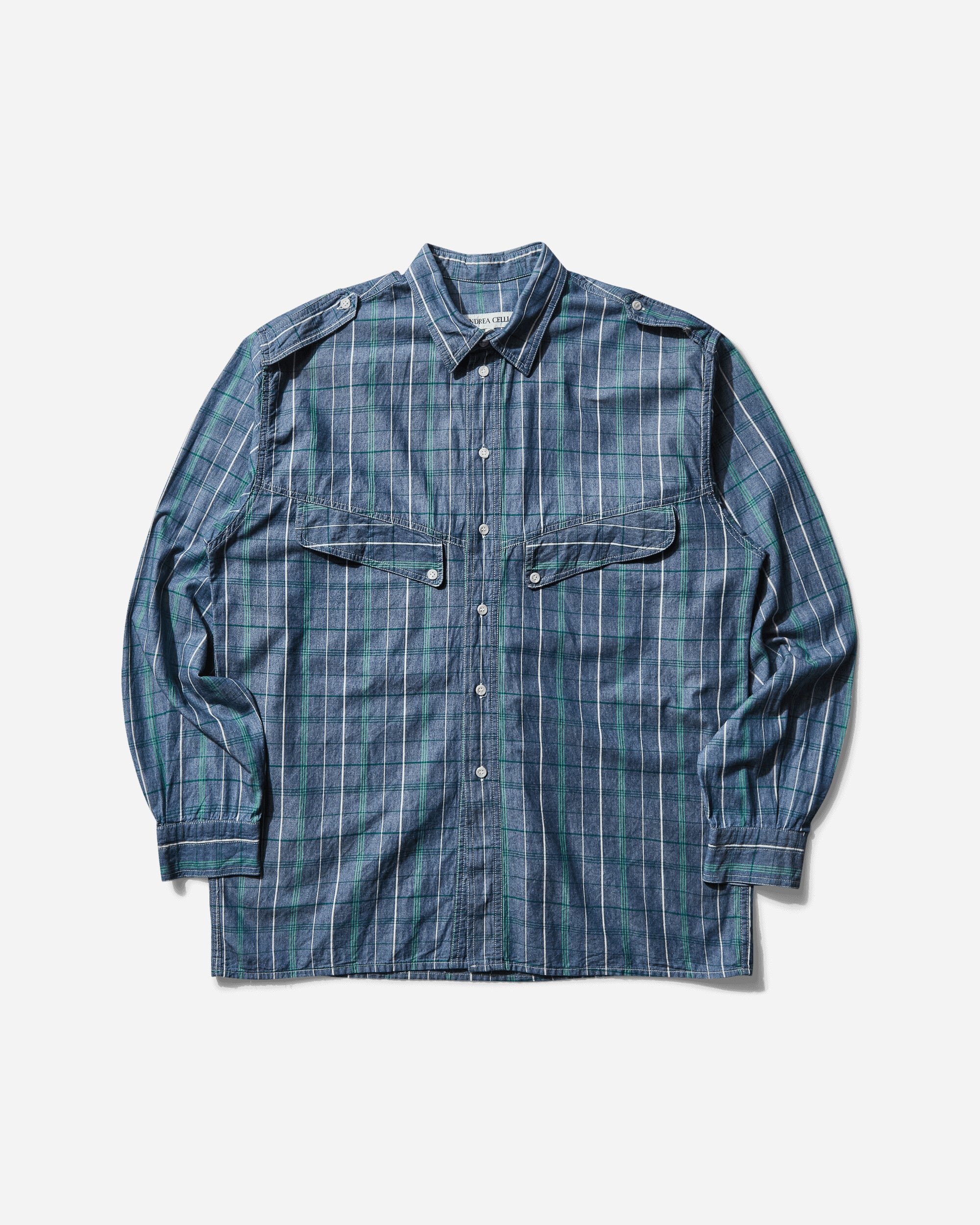 Pezze Vintage Men's Checked Shirt Blue