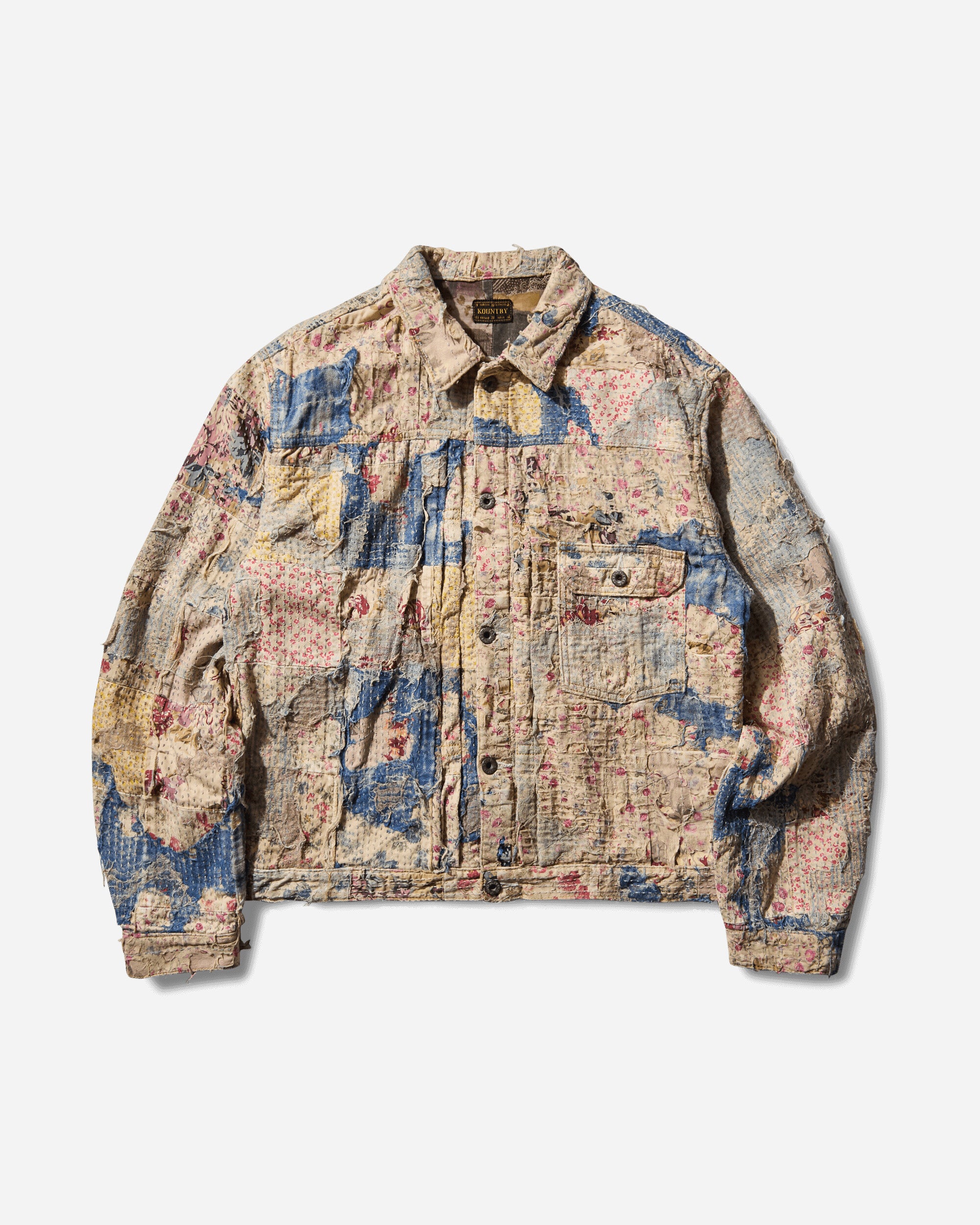 KAPITAL Men's Champetre BORO Spring Jacket Gray / Beige