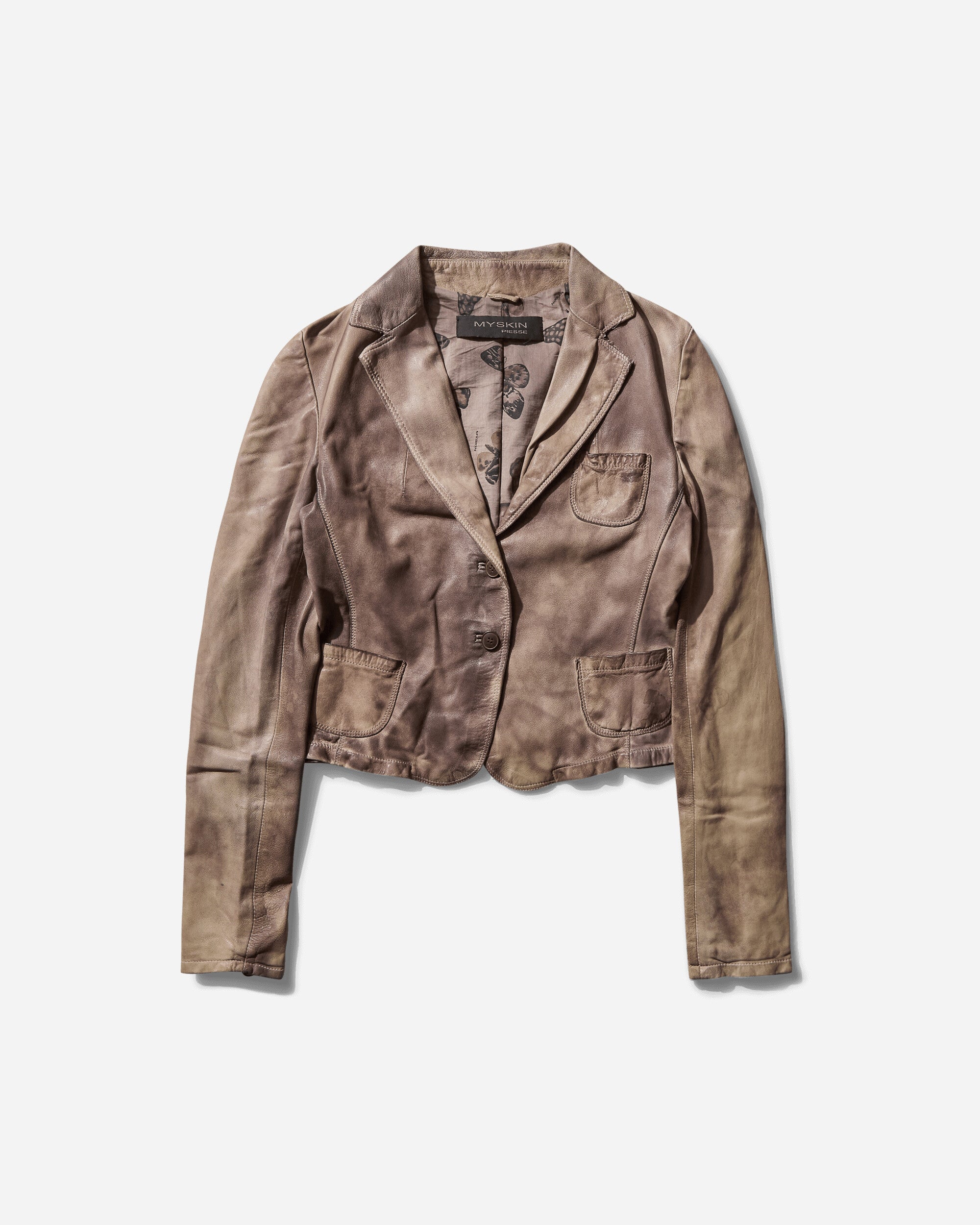 Pezze Vintage Women's Faded Leather Blazer Brown