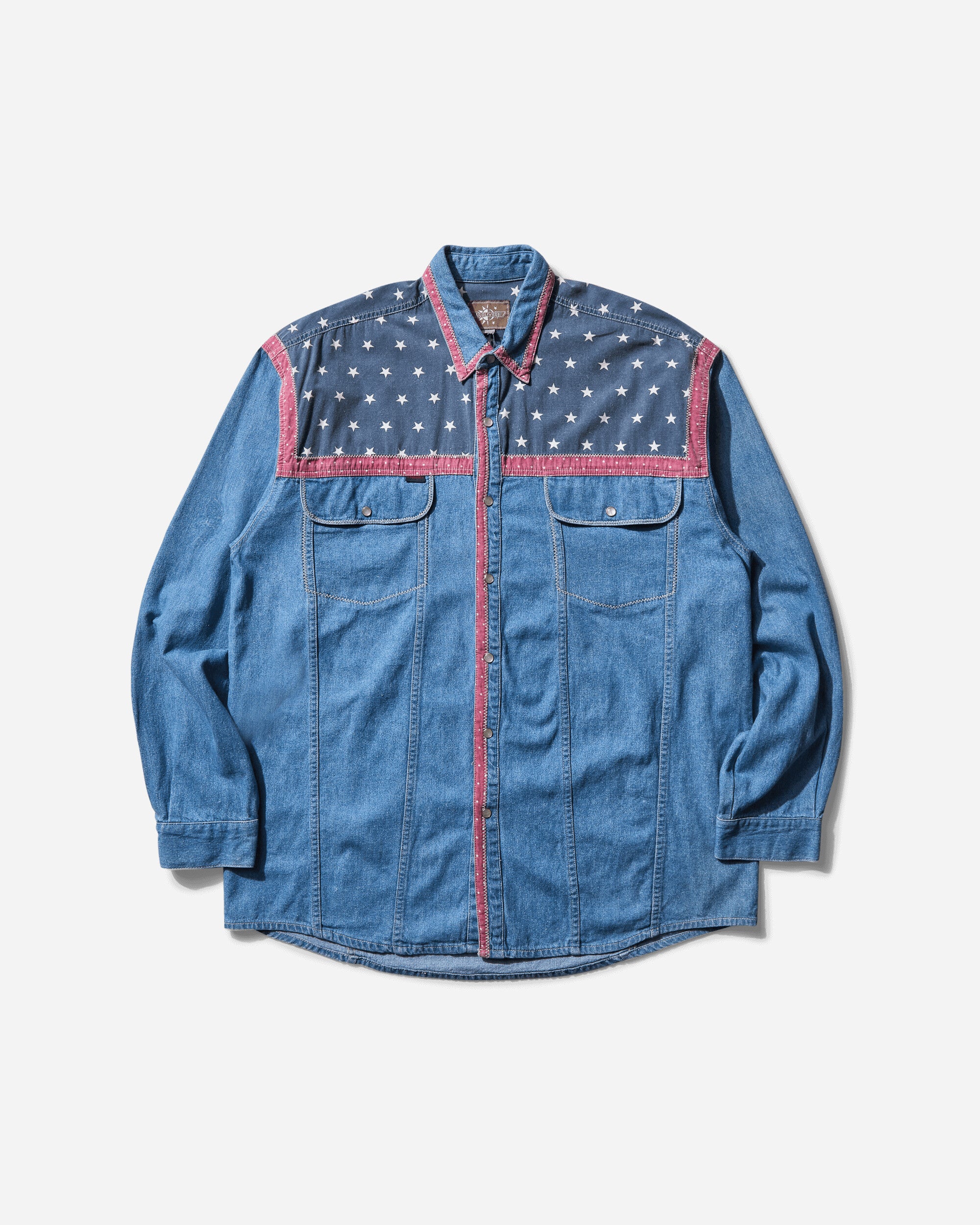 Pezze Vintage Men's Stars Denim Shirt Blue
