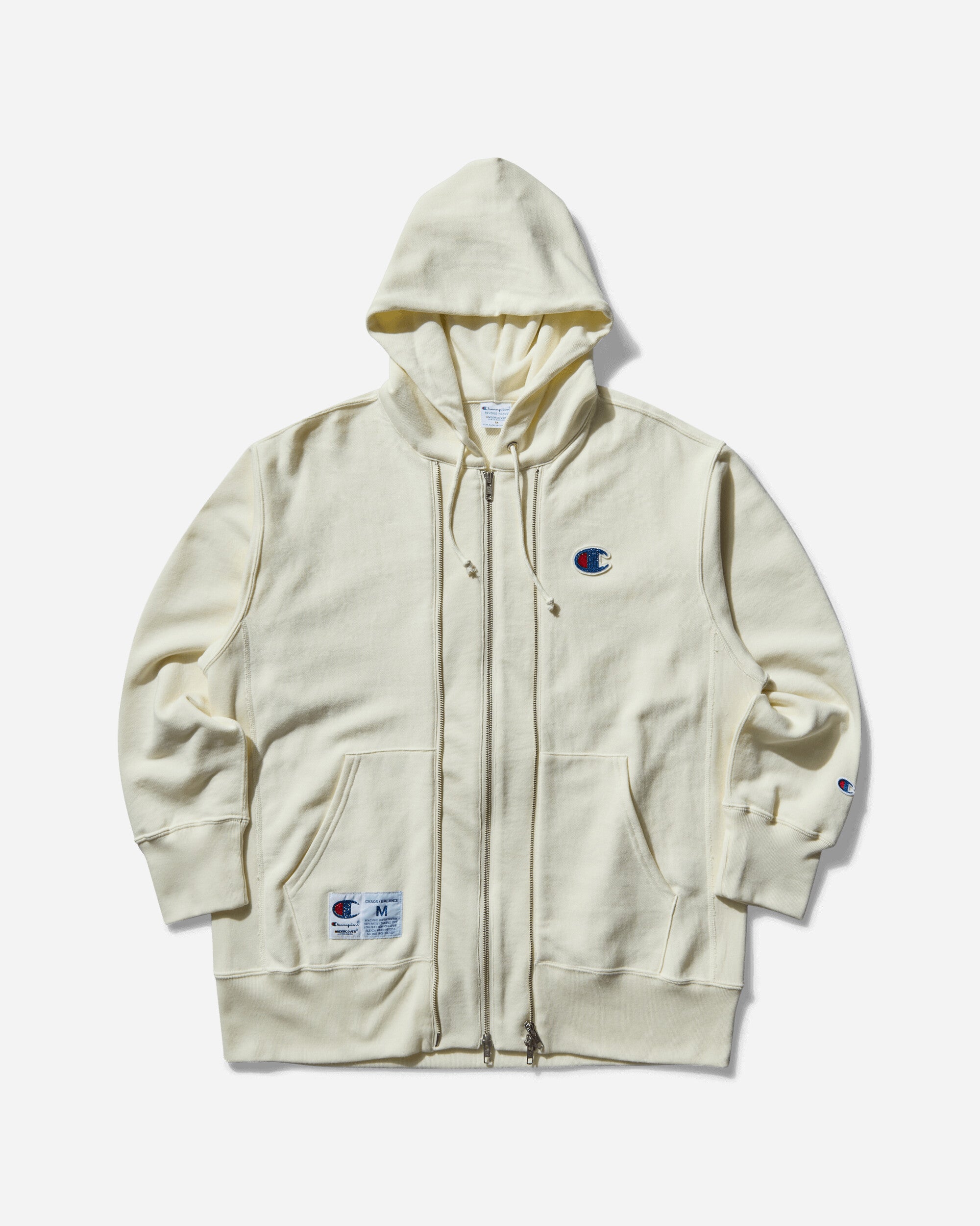 Undercover Men's Champion Reverse Weave Double Zip Hoodie Ivory