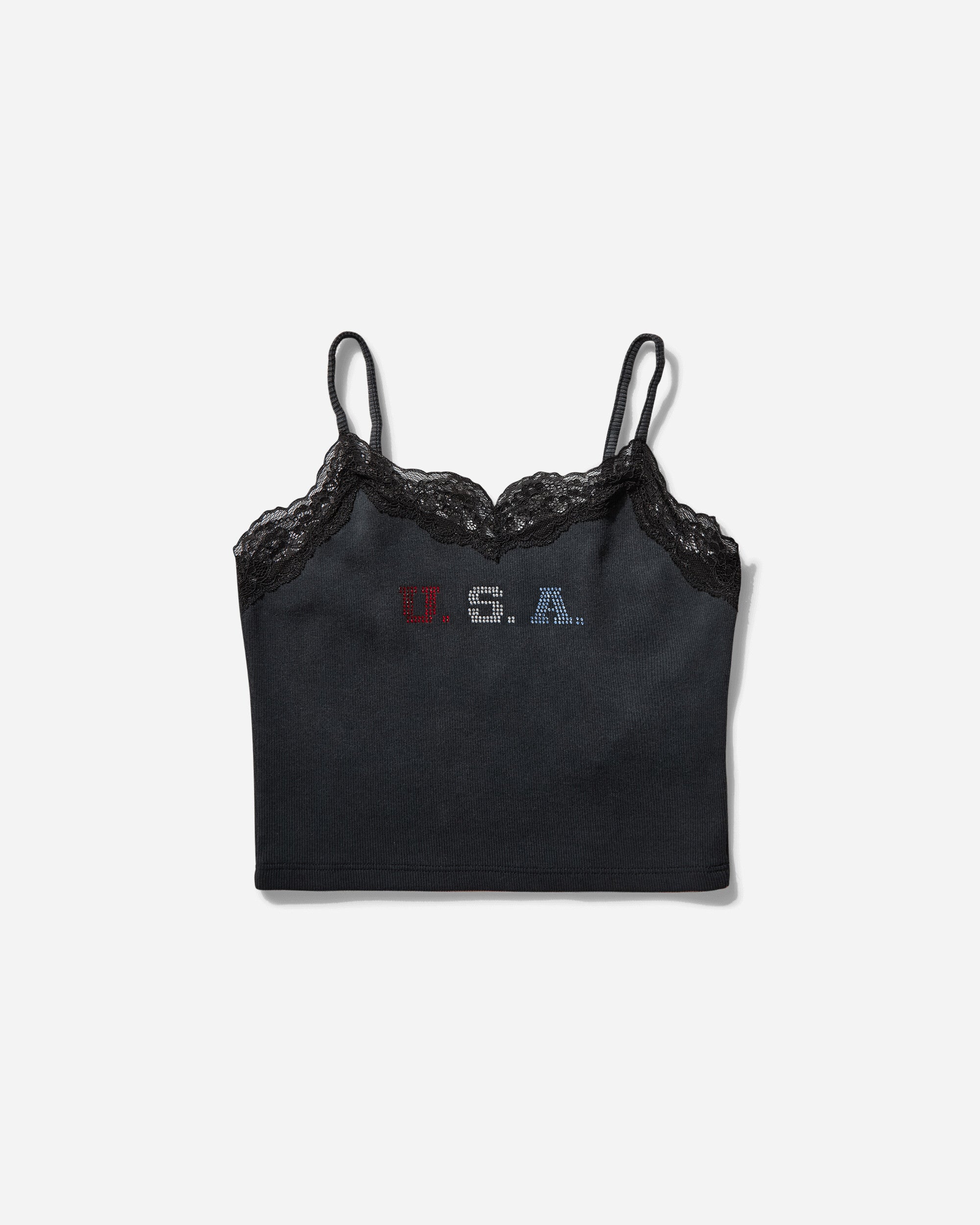 Guess USA Women's Lace Cami Washed Out Black