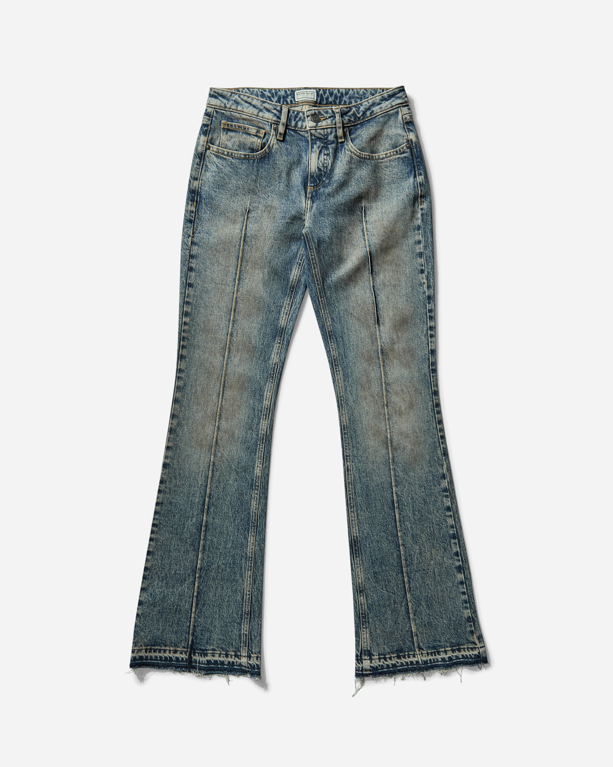 Guess USA Women's Flare Denim Pants Used Indigo Brown Tint