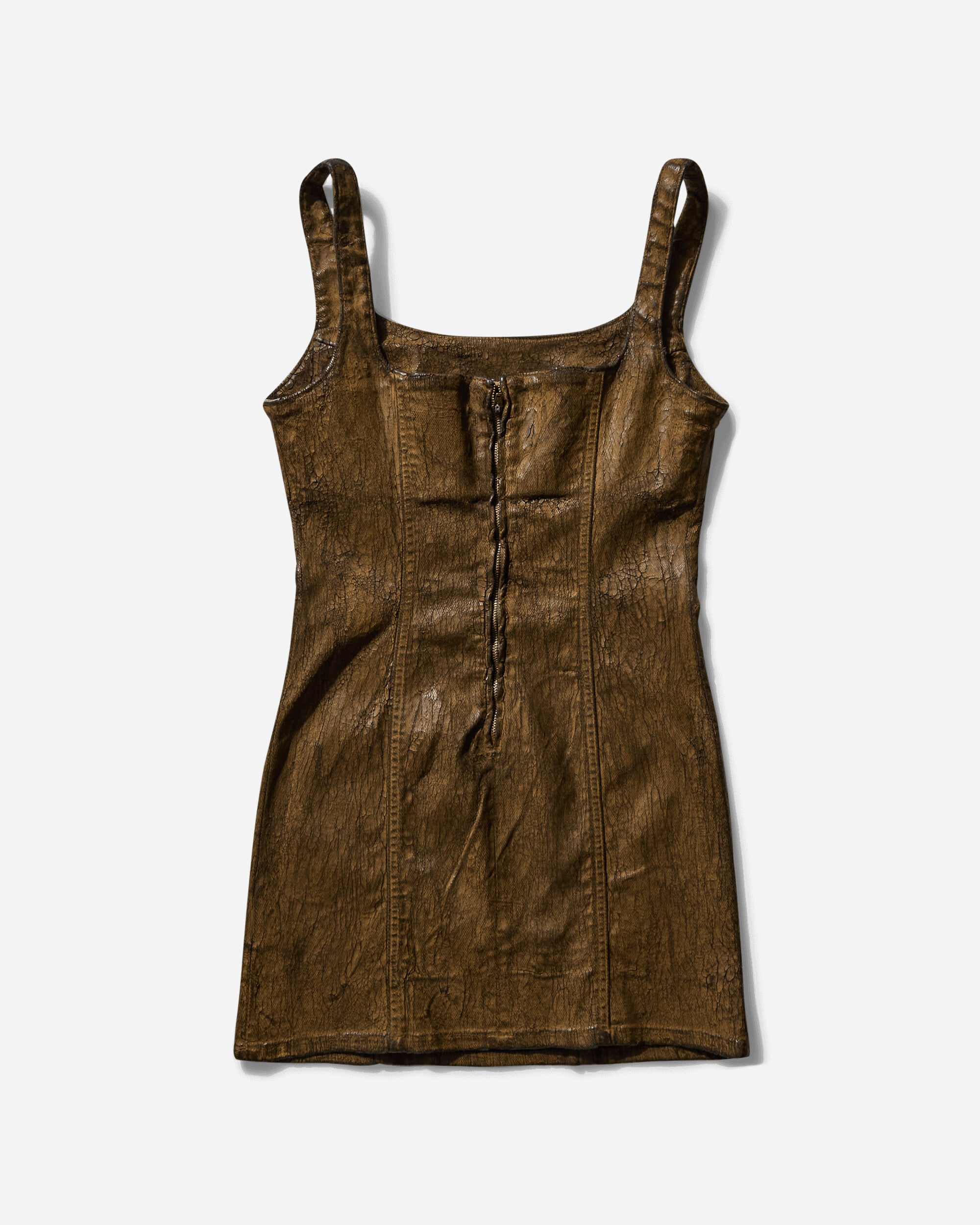 Guess USA Women's Crackle Denim Dress Dark Brown Earth, view 2