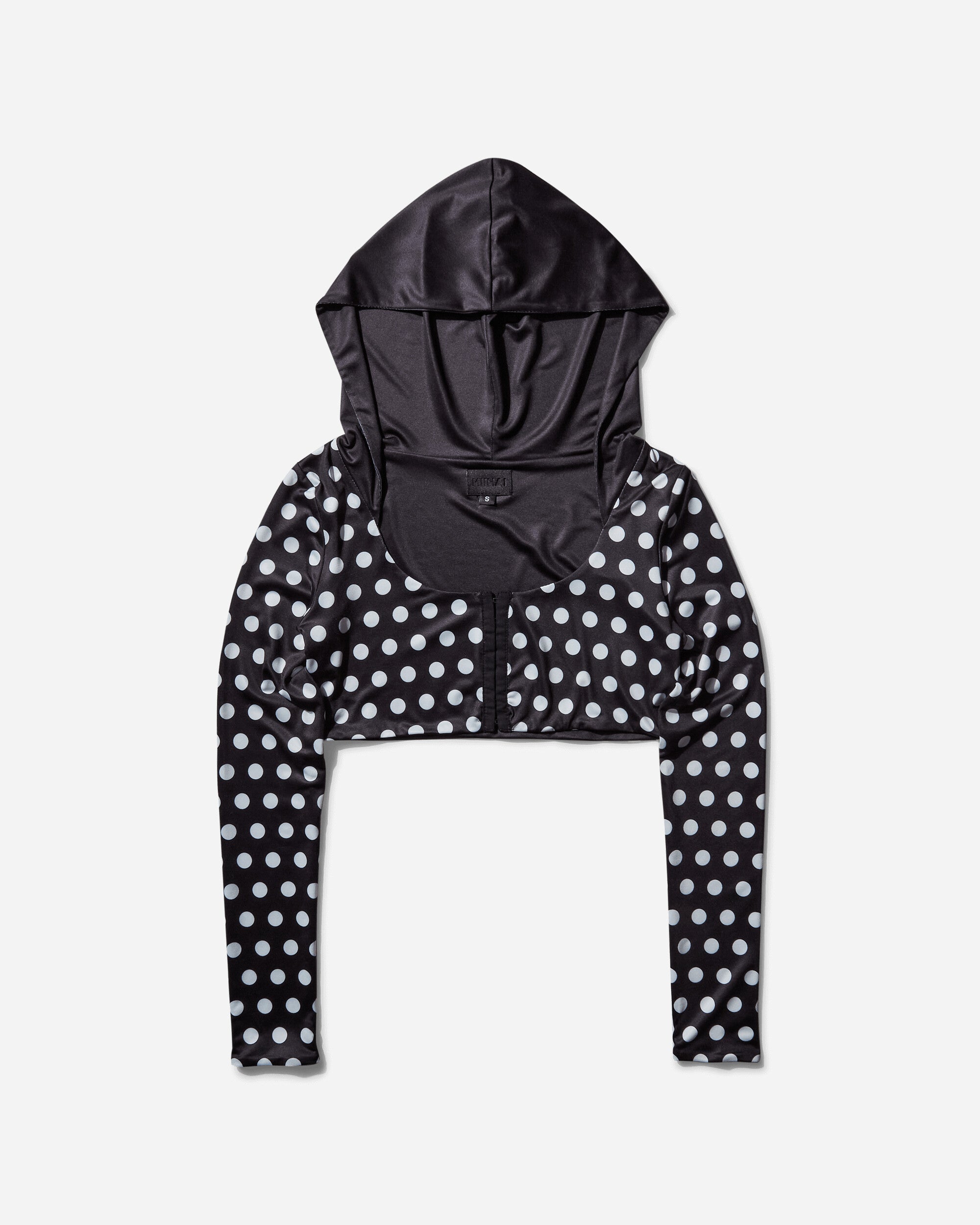 Nii Hai Women's Polka Hooded Crop Top Black / White