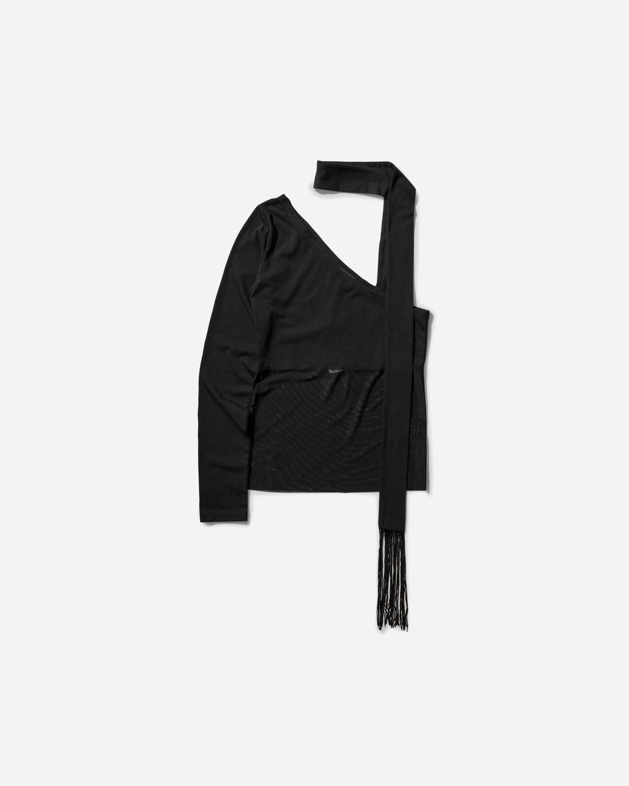 Nii Hai Women's Asymmetric Neck Tie Top Black