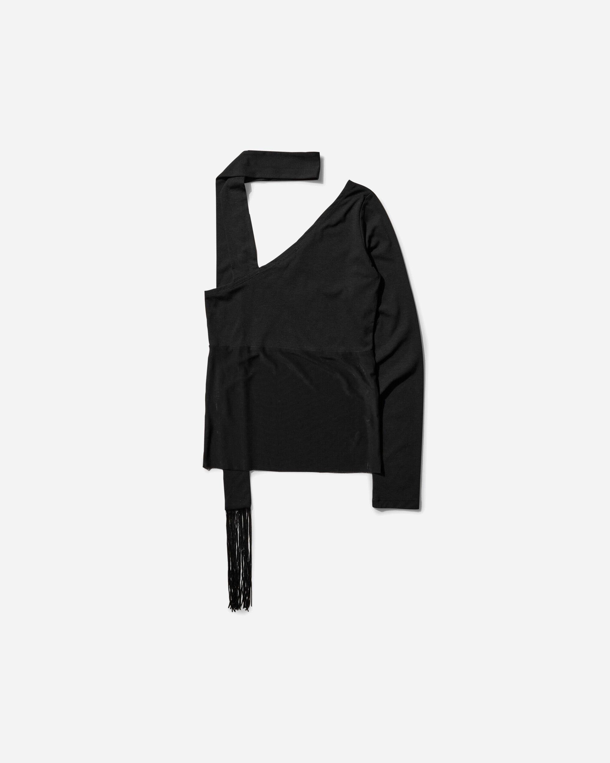 Nii Hai Women's Asymmetric Neck Tie Top Black, view 2
