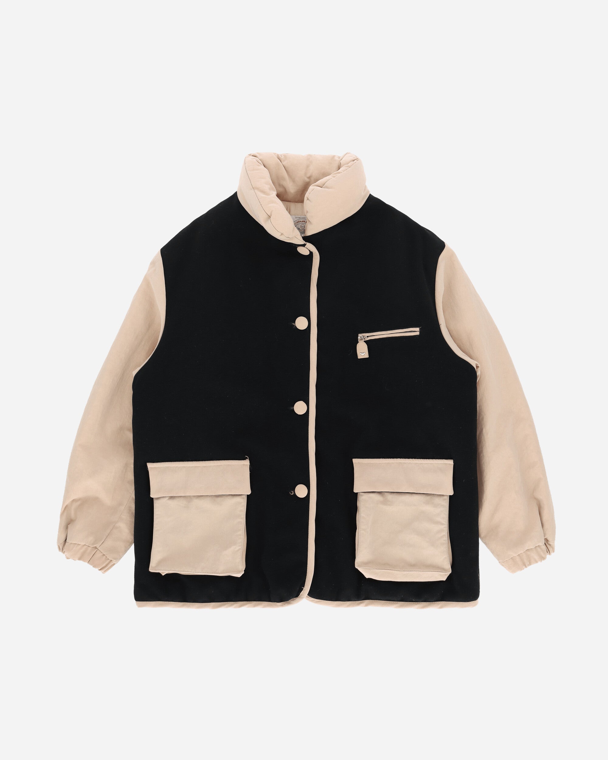 Pezze Vintage Men's Puffer Jacket Black / Beige