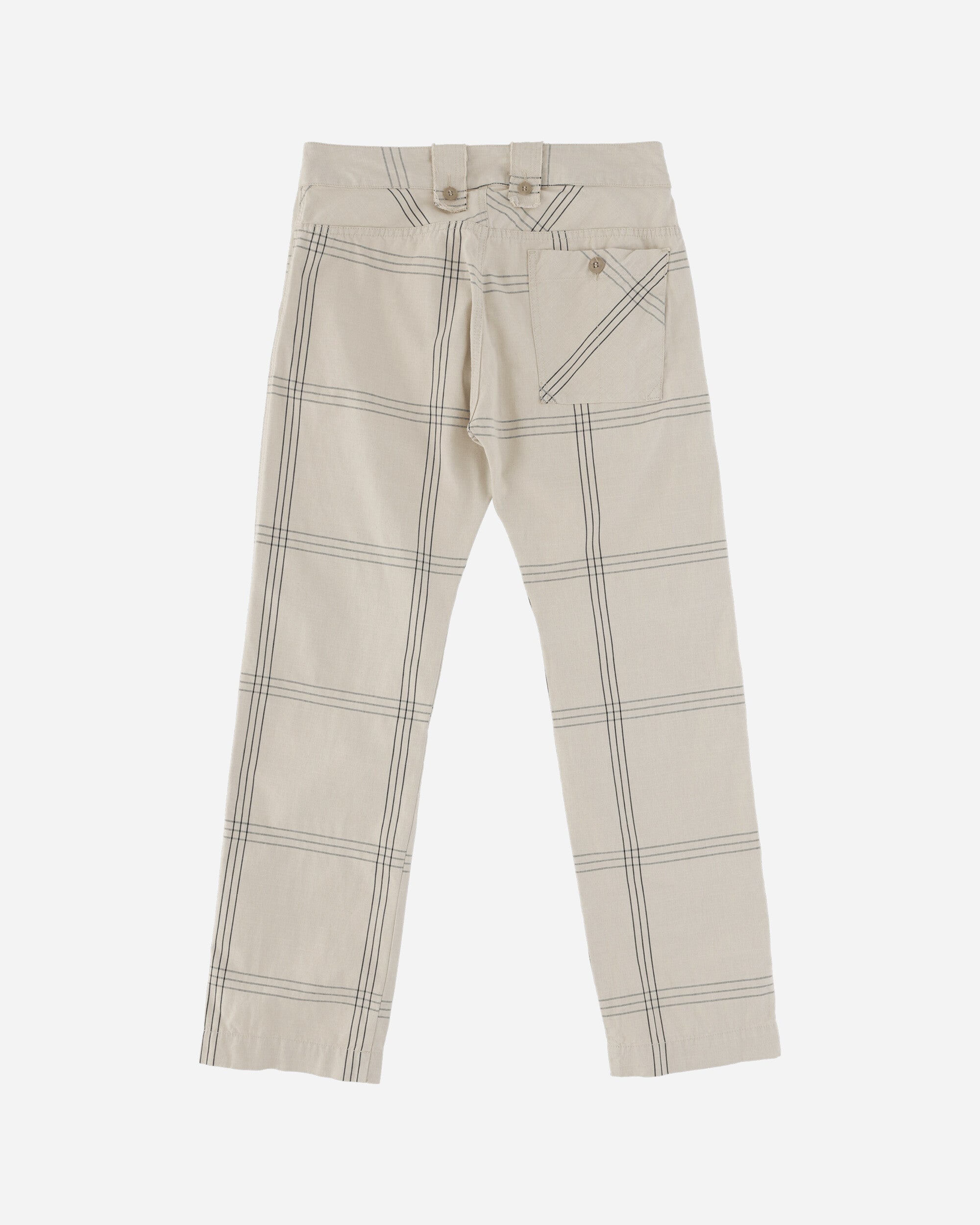 Pezze Vintage Deadstock Checked Belted Trousers Beige, view 2
