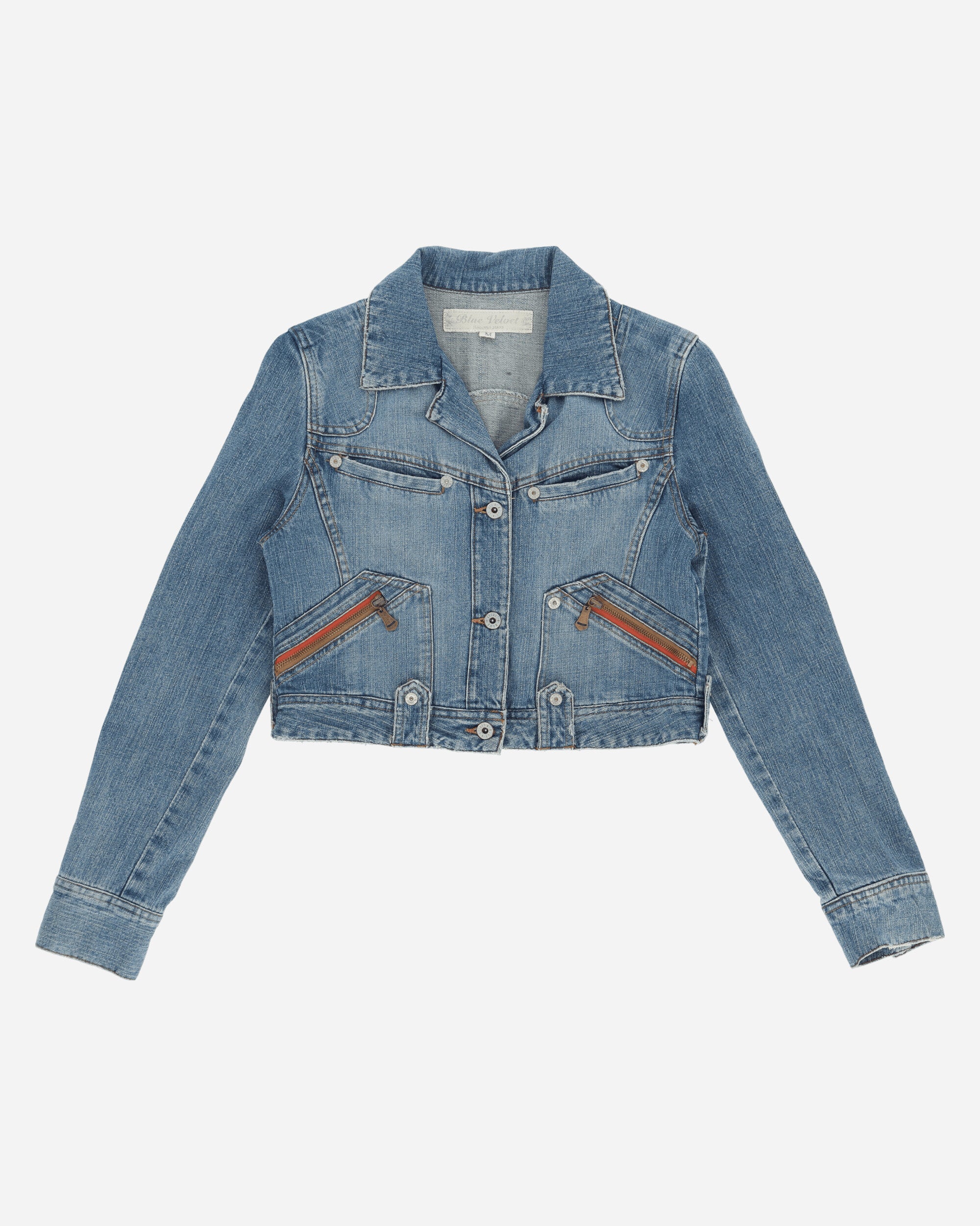 Pezze Vintage Women's Cropped Denim Jacket Blue