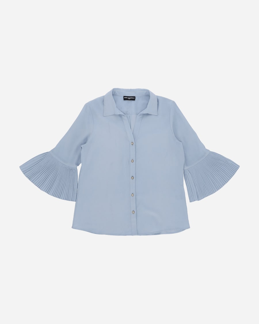Pezze Vintage Women's Pleated Arms Shirt Grey