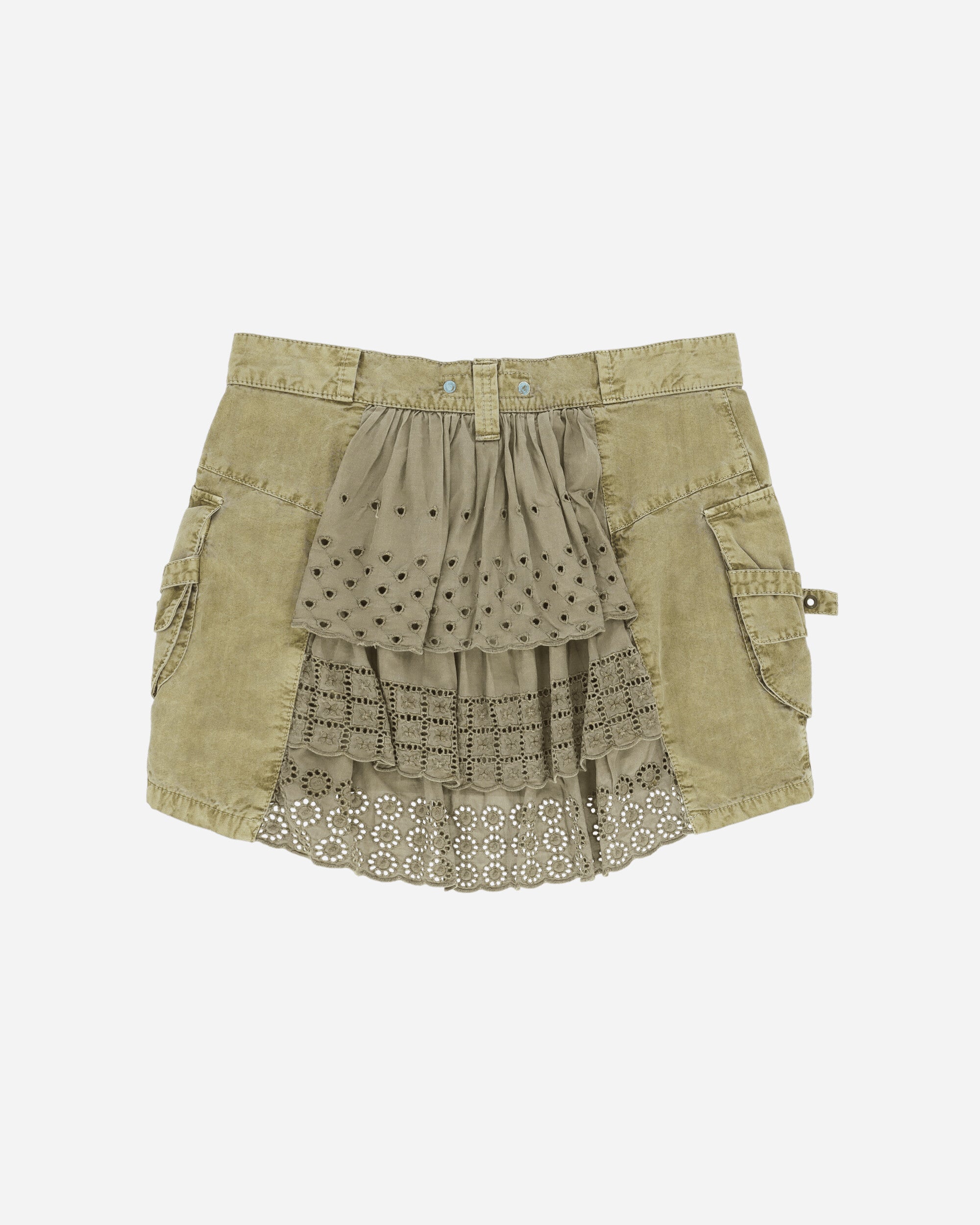 Pezze Vintage Women's Cargo Mini Skirt Green, view 2