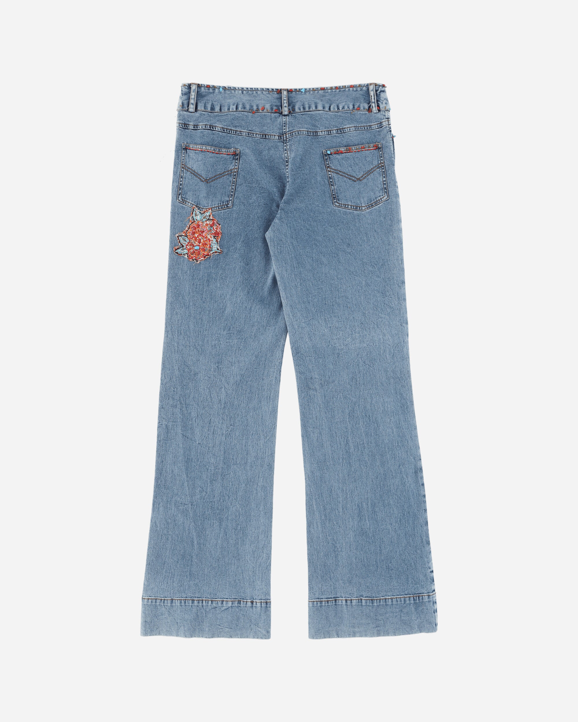 Pezze Vintage Women's Beads Low Waist Jeans Blue, view 2