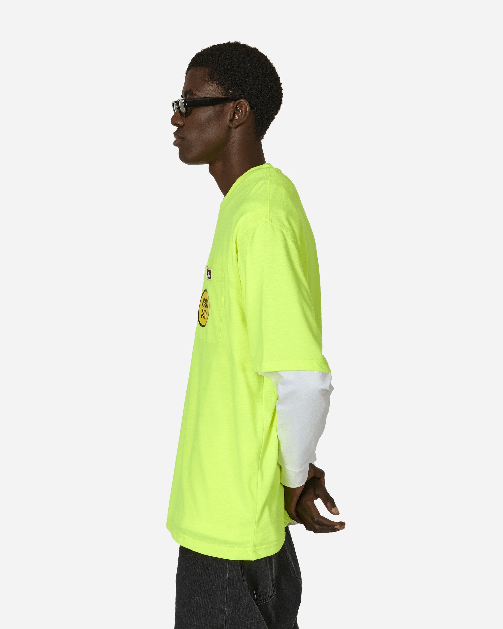 Ben Davis Heavy Duty Classic Label Pocket T-Shirt Hi Vis Green, view 2