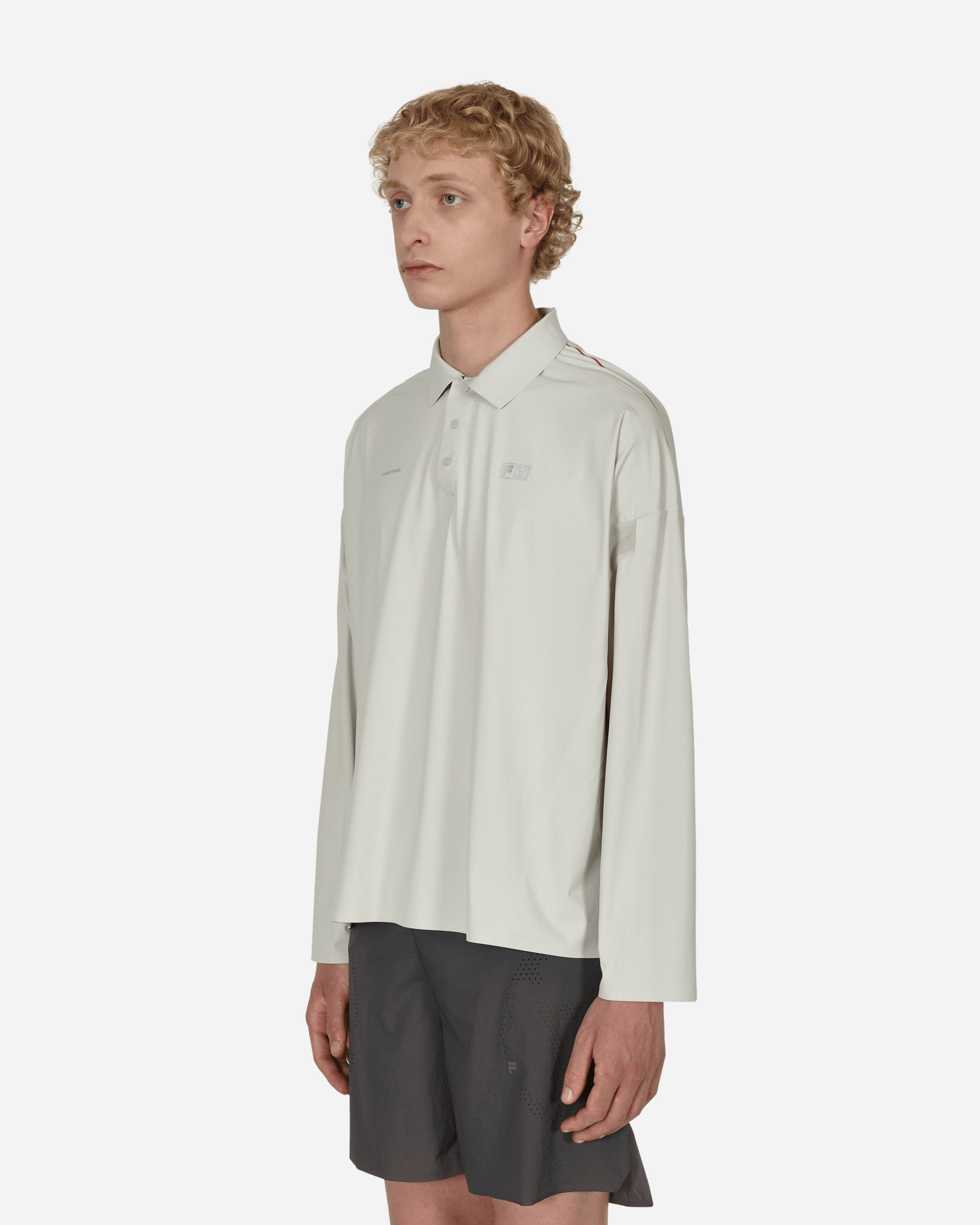 Slam Jam FILA Redefined Longsleeve Polo Shirt Grey, view 2