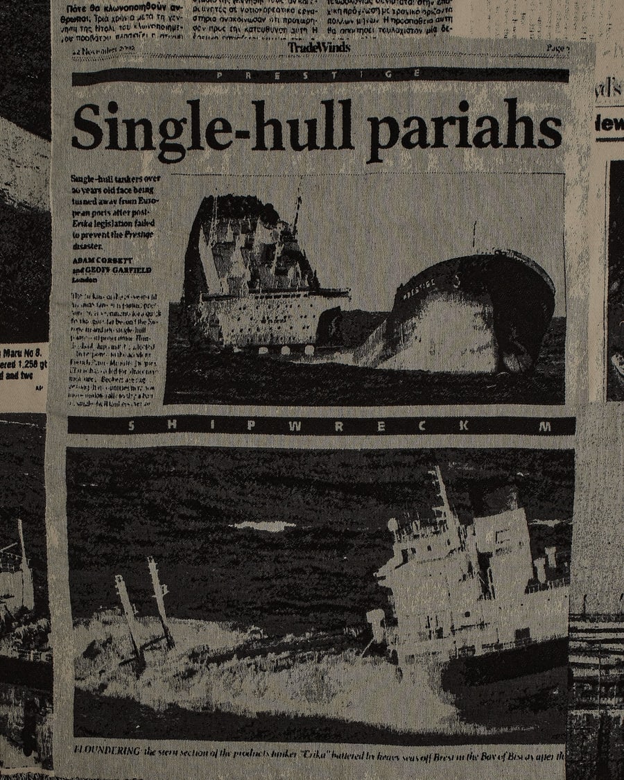 Serapis Newspapers Cuts Jacquard Throw Multicolor, view 4