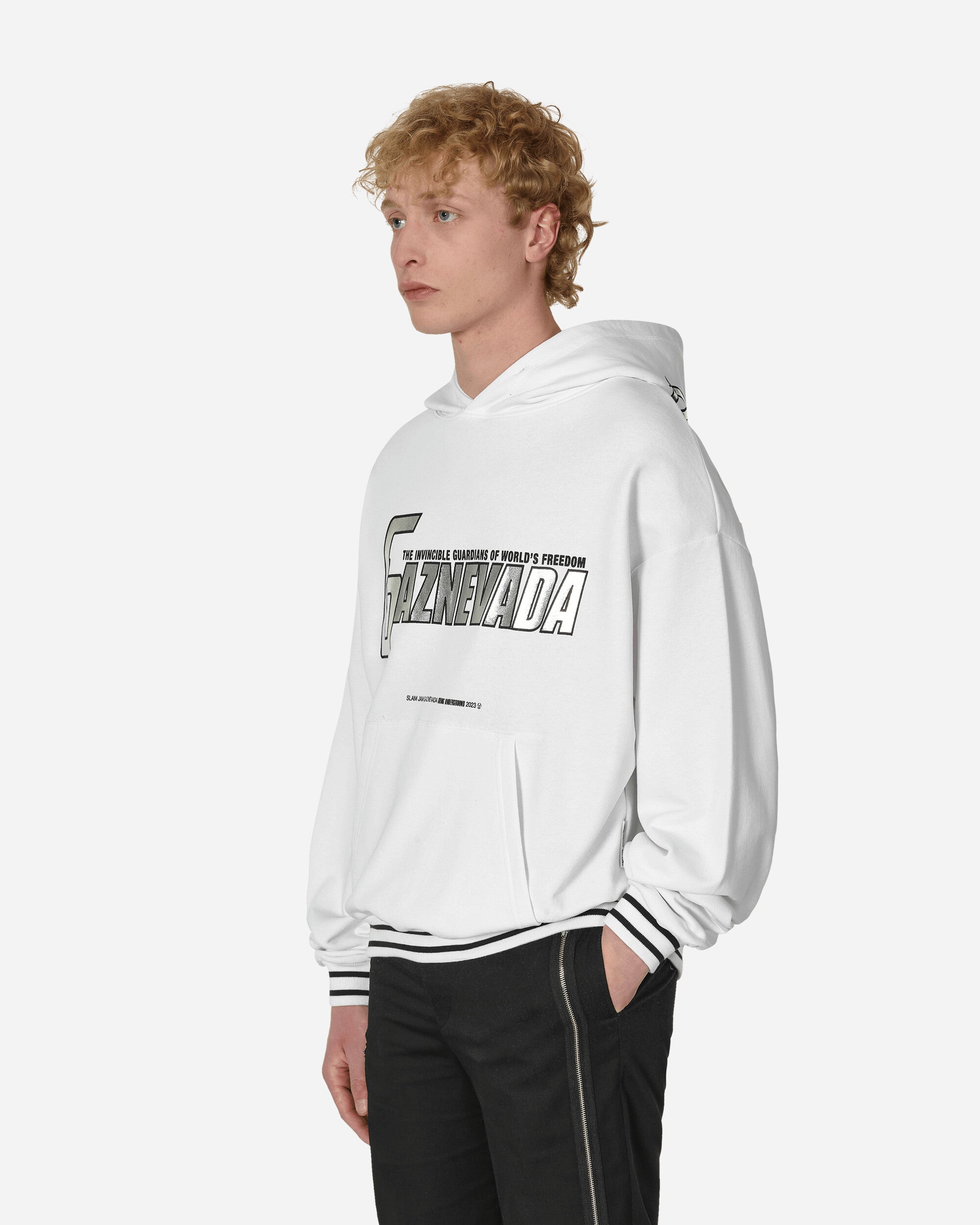 Slam Jam Gaznevada Graphic Hooded Sweatshirt White, view 2