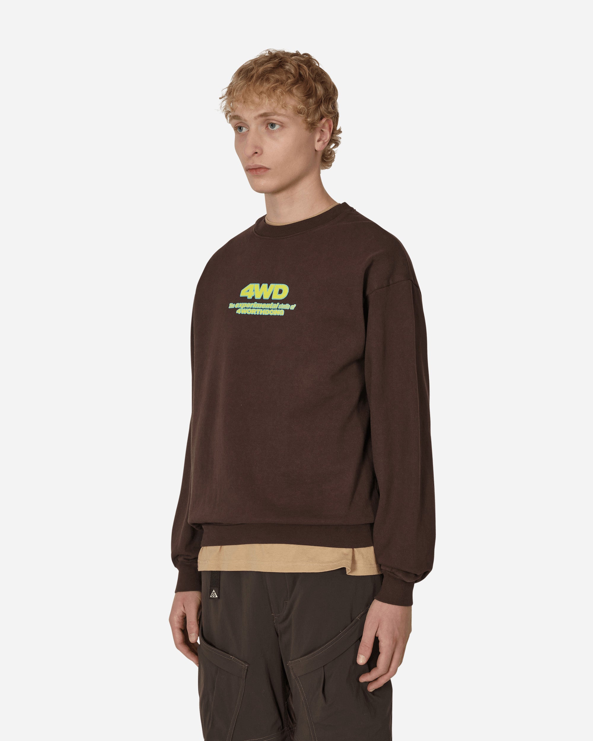 4 Worth Doing Experimental Studio Crewneck Sweatshirt Brown, view 2