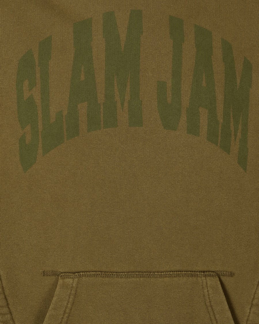 Slam Jam Panel Hooded Sweatshirt Green / Brown, view 5