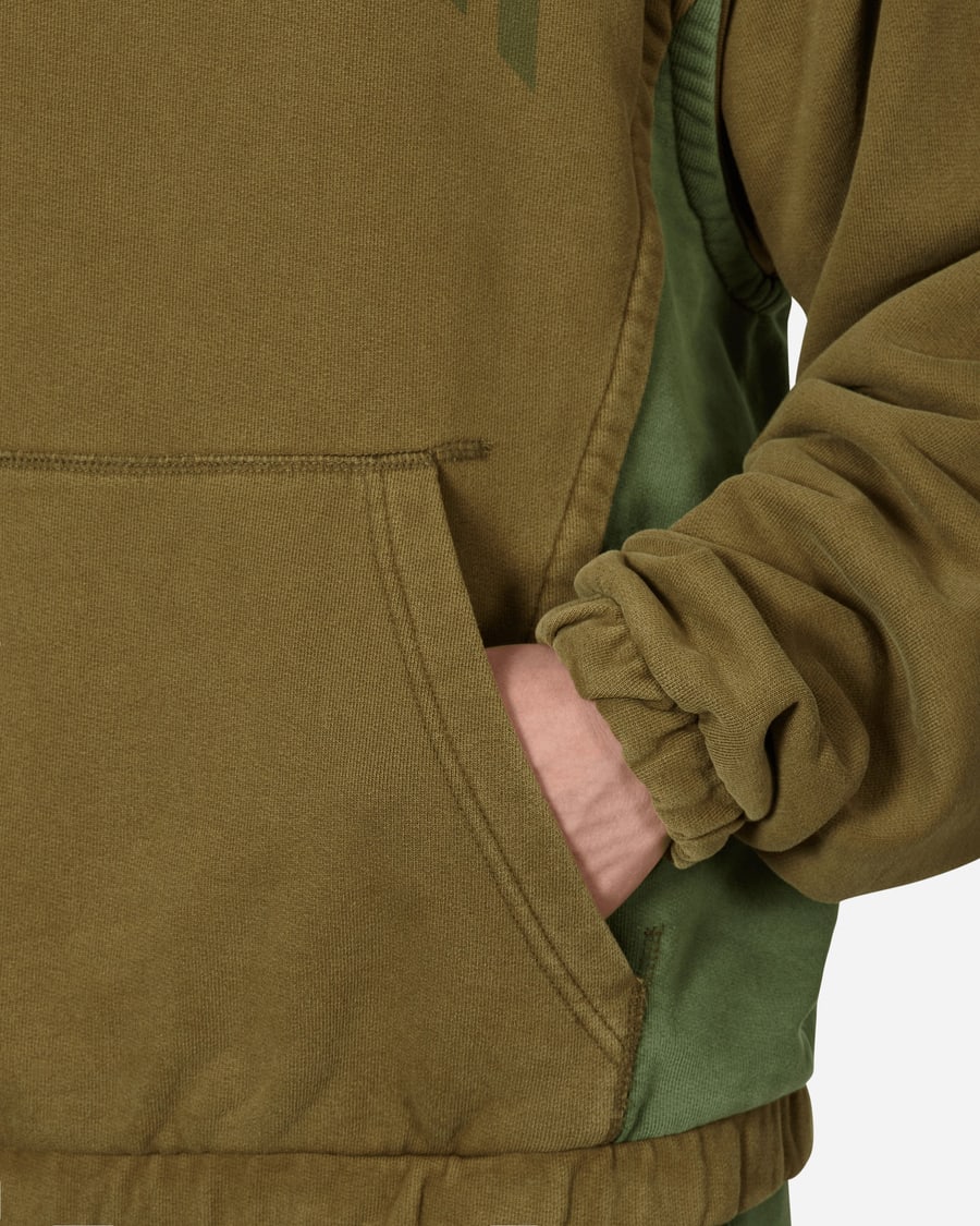 Slam Jam Panel Hooded Sweatshirt Green / Brown, view 6