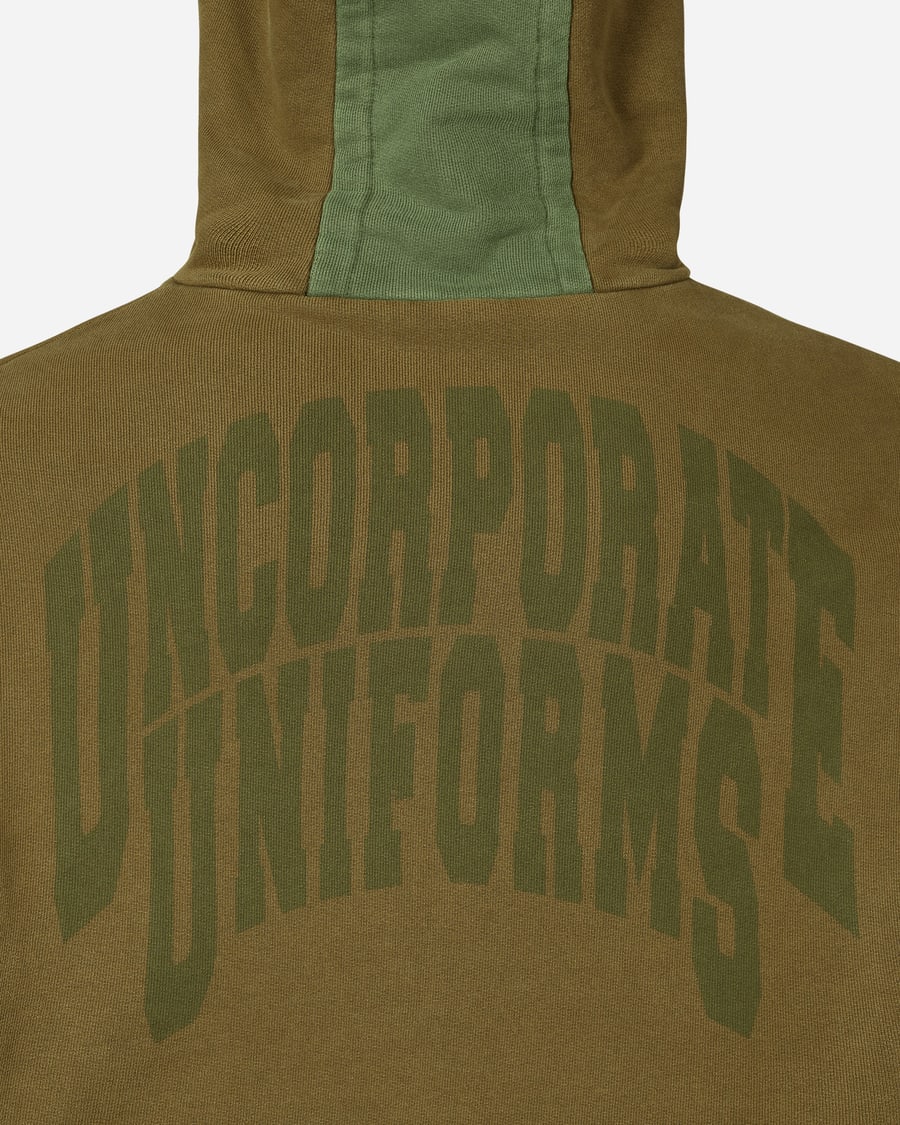 Slam Jam Panel Hooded Sweatshirt Green / Brown, view 7