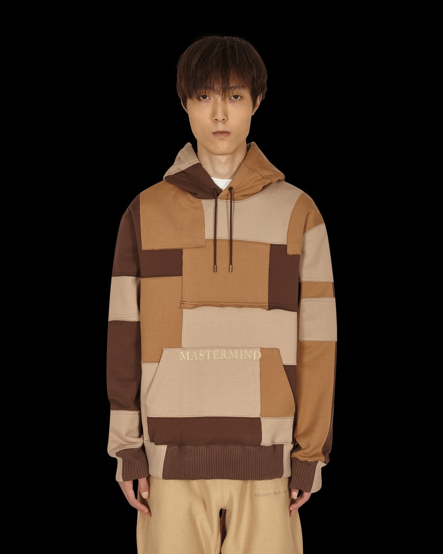 Mastermind World Patchwork Hooded Sweatshirt Brown, view 2
