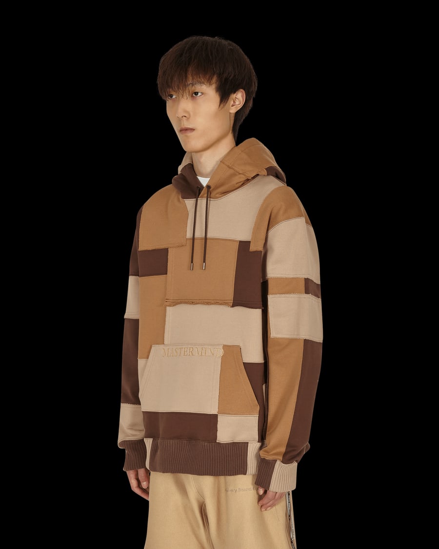 Mastermind World Patchwork Hooded Sweatshirt Brown, view 3