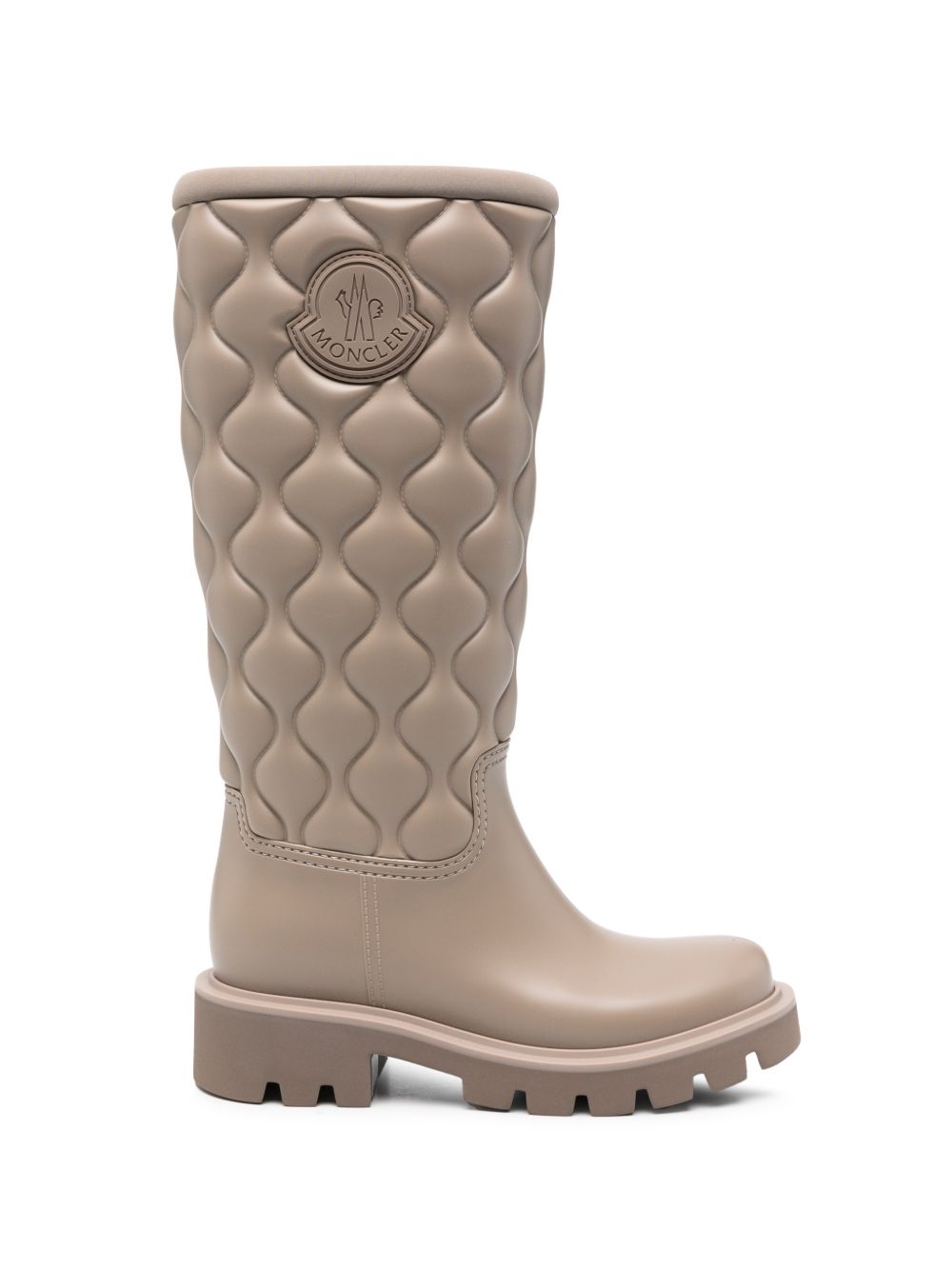 Moncler Stivali Kickstream Quilt Rain Boots beige in gomma trapuntata