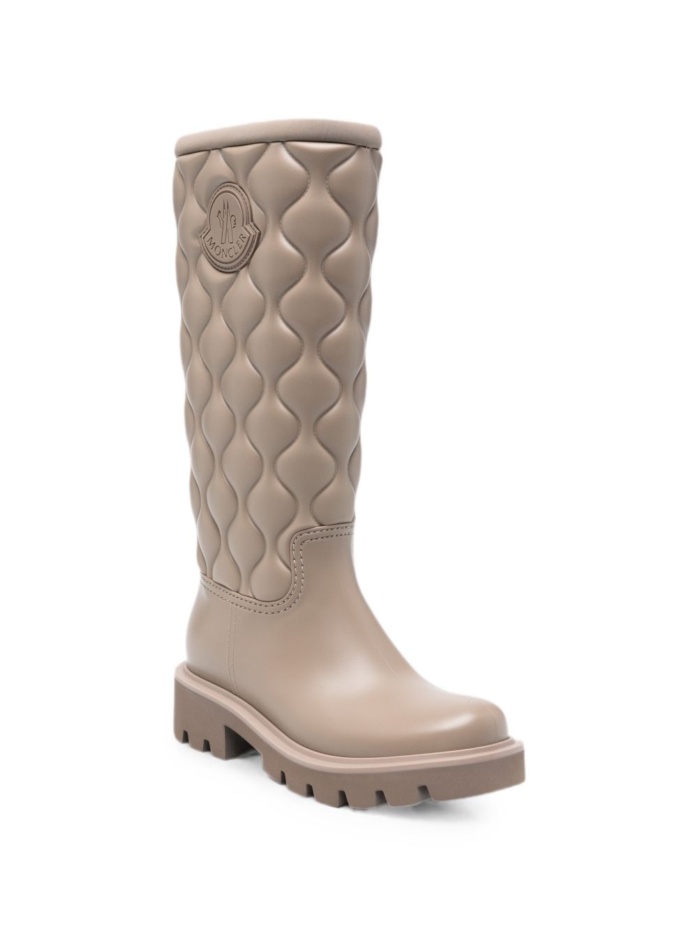 Moncler Stivali Kickstream Quilt Rain Boots beige in gomma trapuntata, view 2