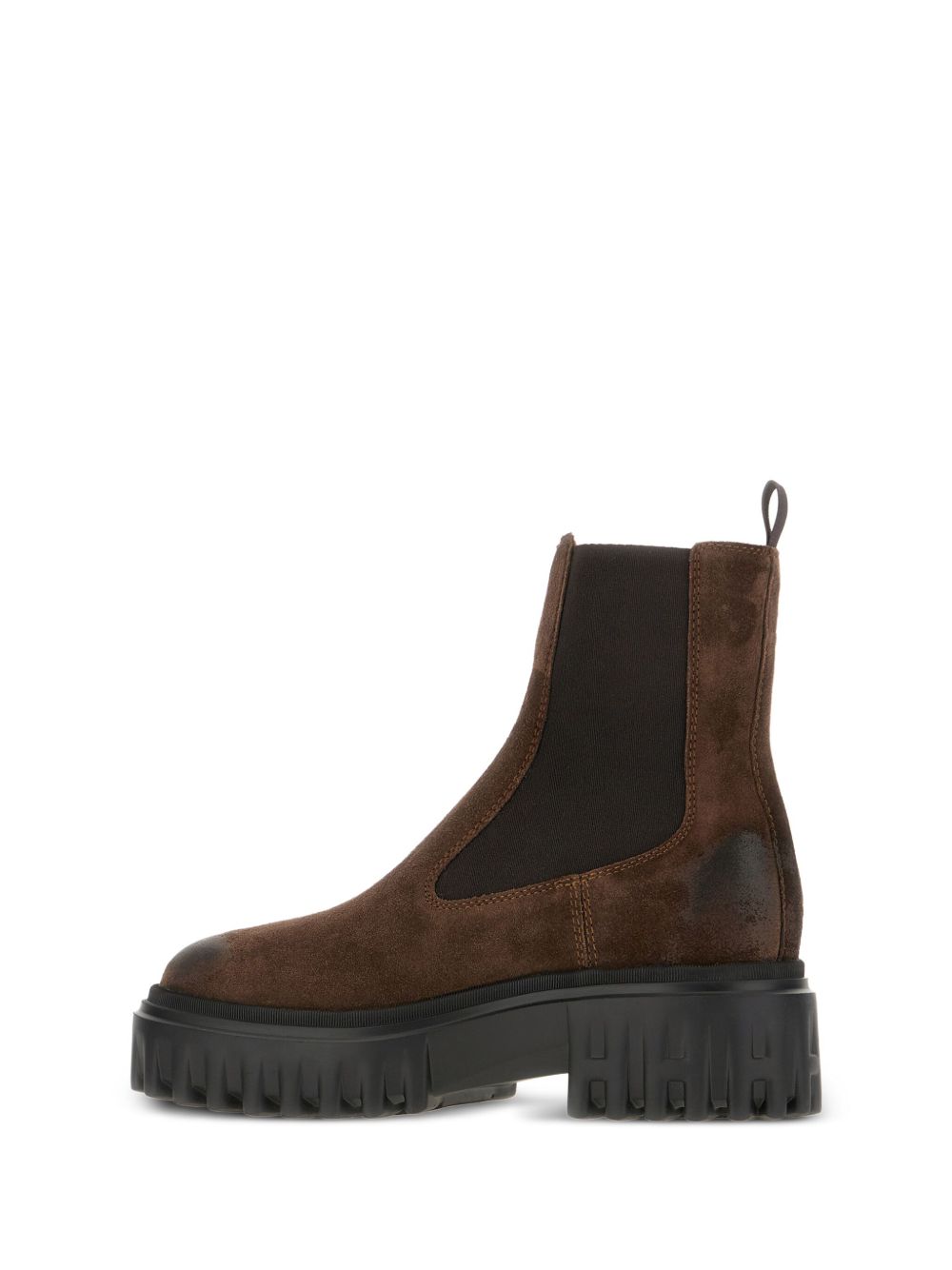 Hogan Stivaletto marrone in suede con suola carrarmato, view 2