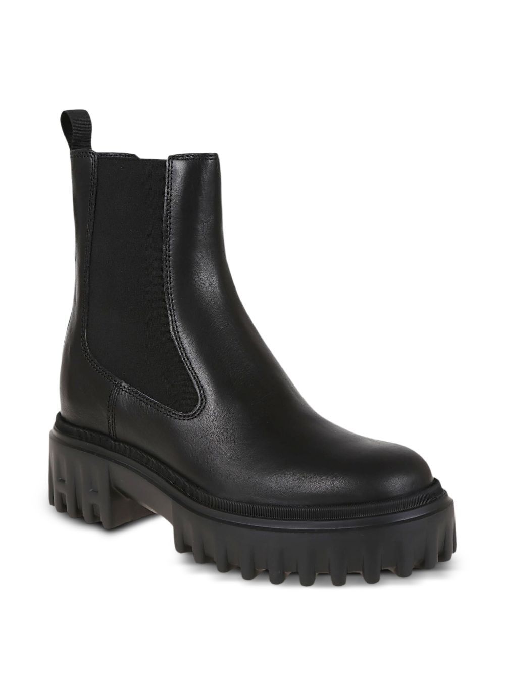 Hogan Stivaletto nero in pelle con suola carrarmato, view 2
